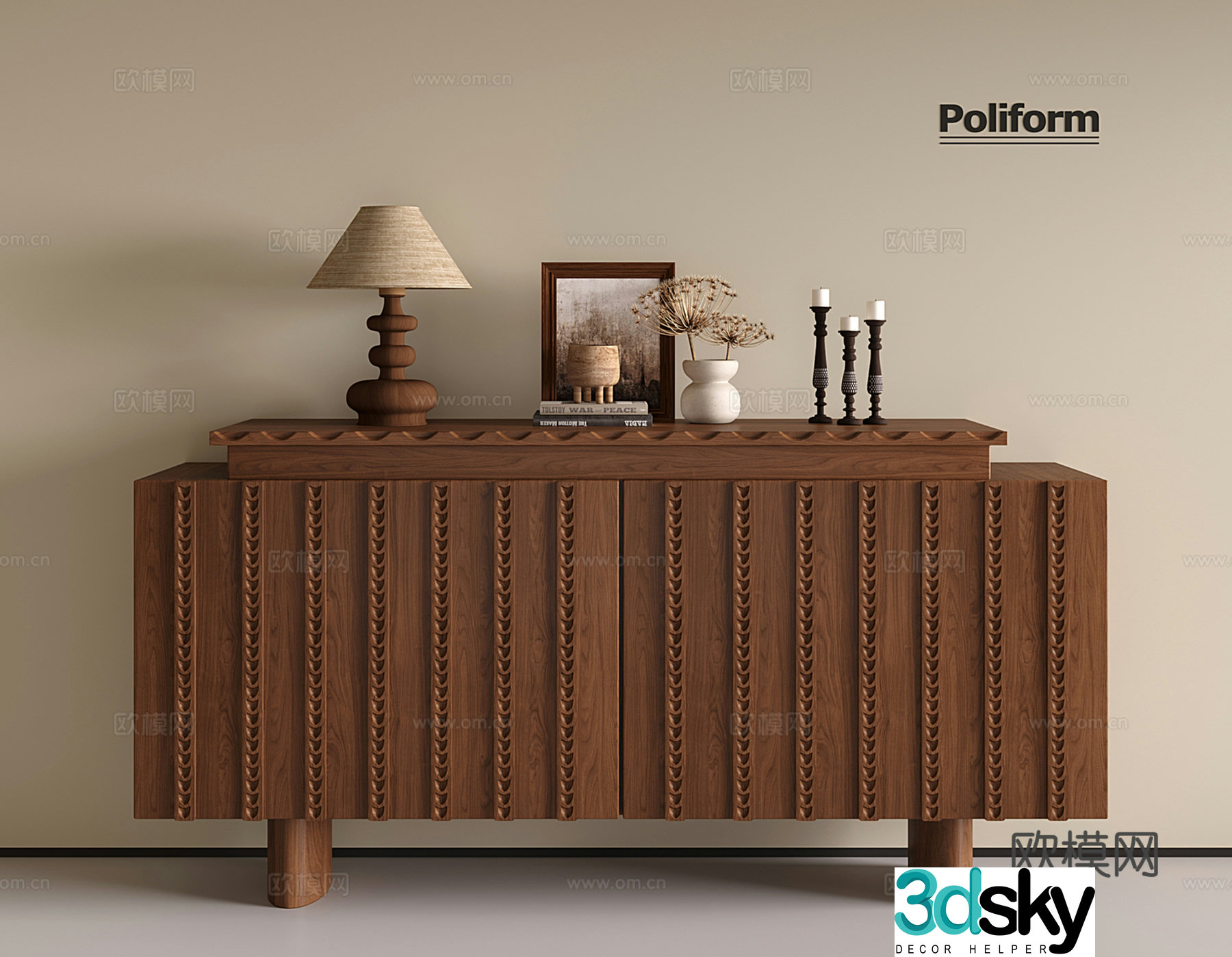 Wasabi Entrance Cabinet Middle Ancient Side Cabinet 3D Model
