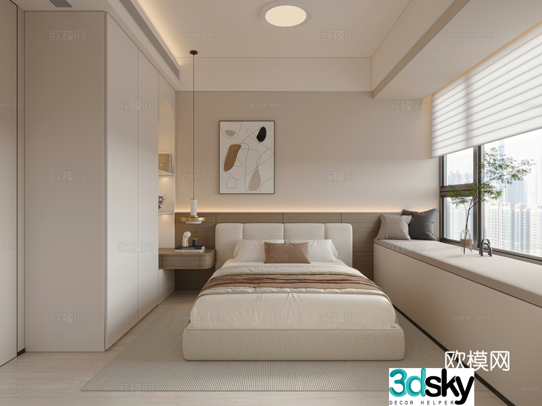 Italian minimalist bedroom 3d model