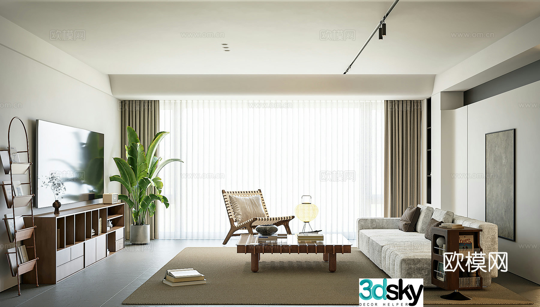 Middle-aged living room 3d model