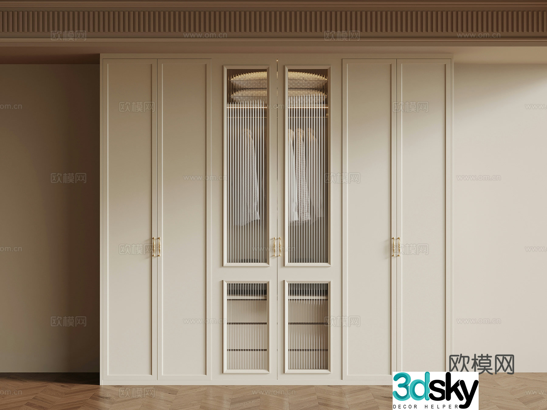 French Cream Trench Wardrobe 3d Model