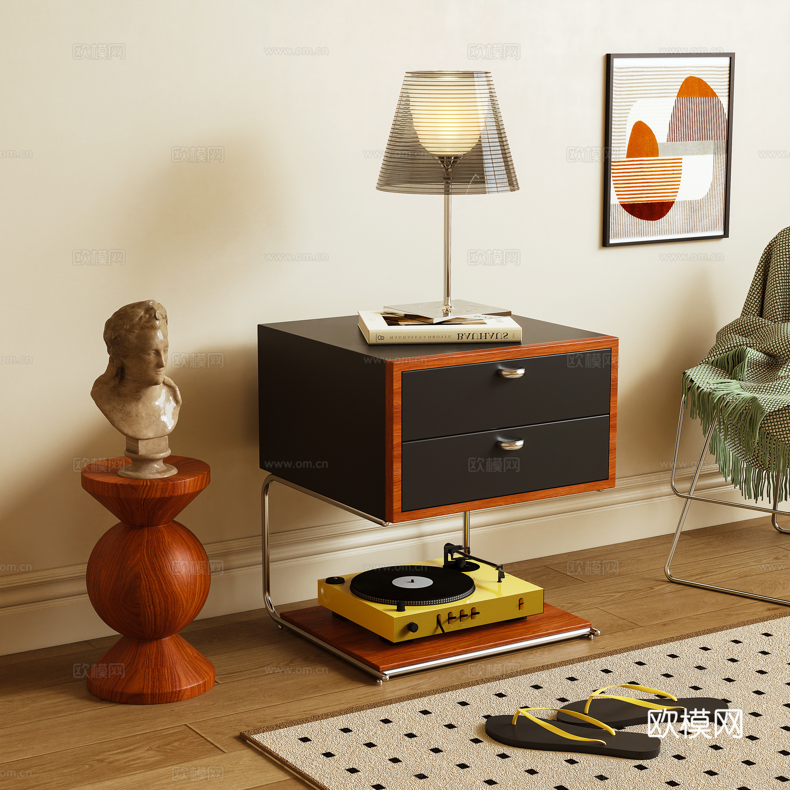 Bedside table side cabinet 3d model