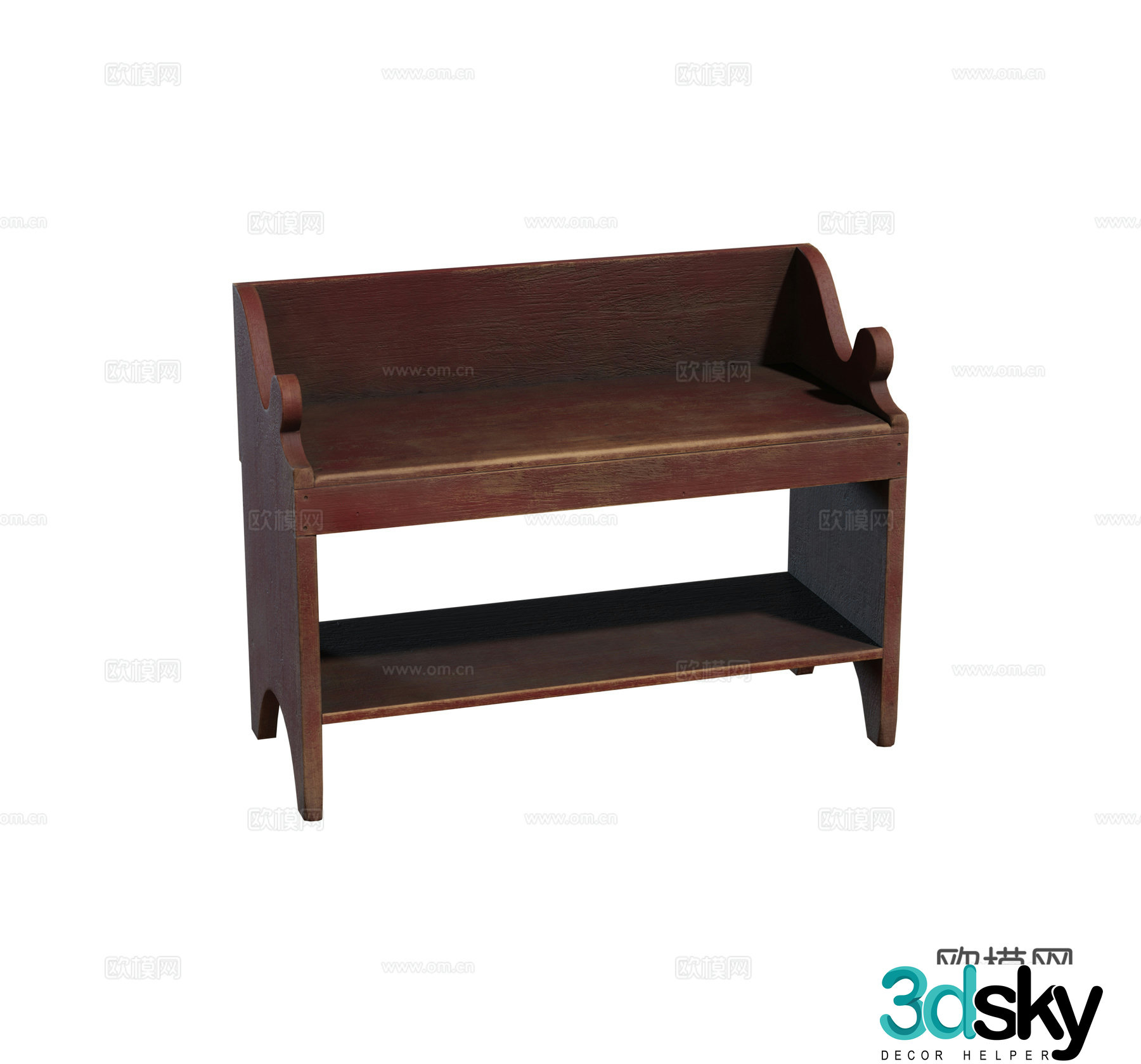 Retro bench painted bench stool combination 3d model