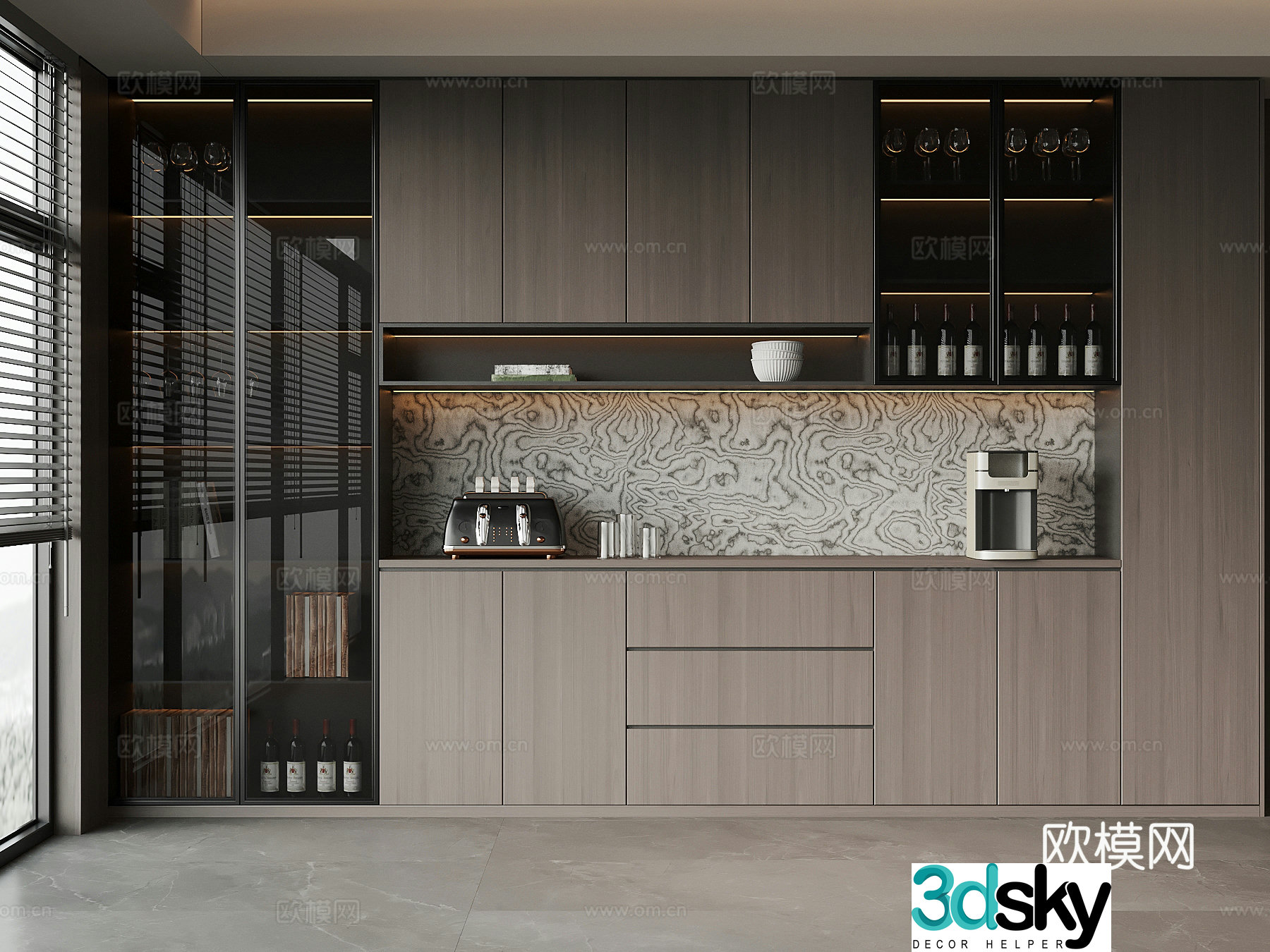 Modern Italian wine cabinet 3D model