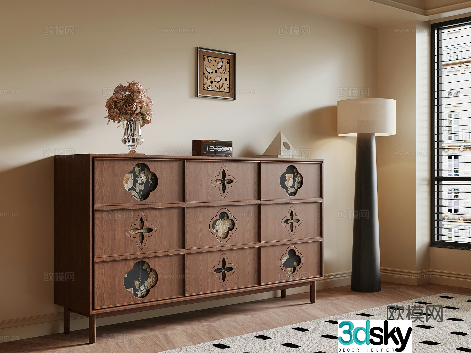 French medieval style entrance cabinet 3D model