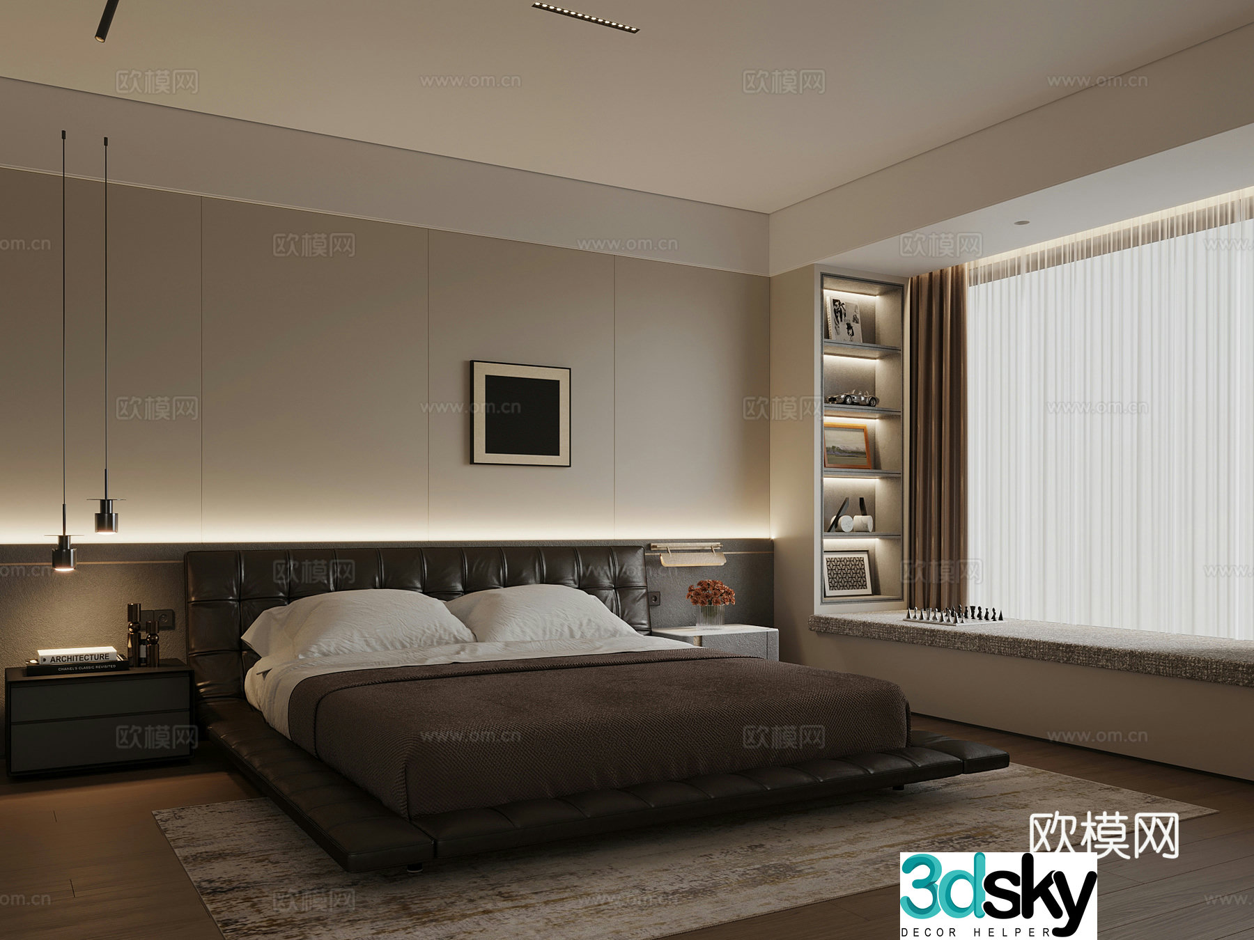 Modern bedroom Italian bedroom desk 3d model