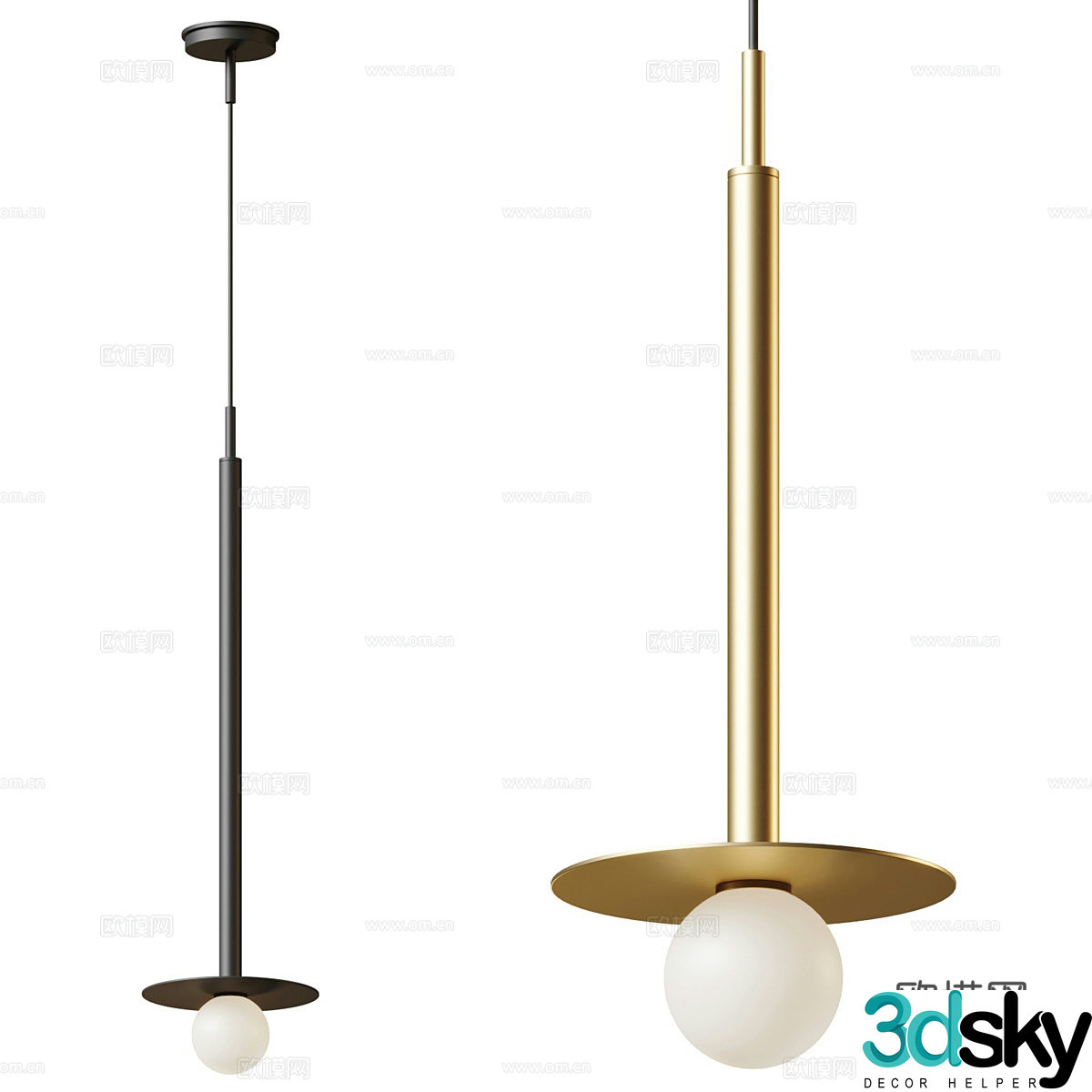 Modern light luxury metallic glass decorative chandelier 3d model