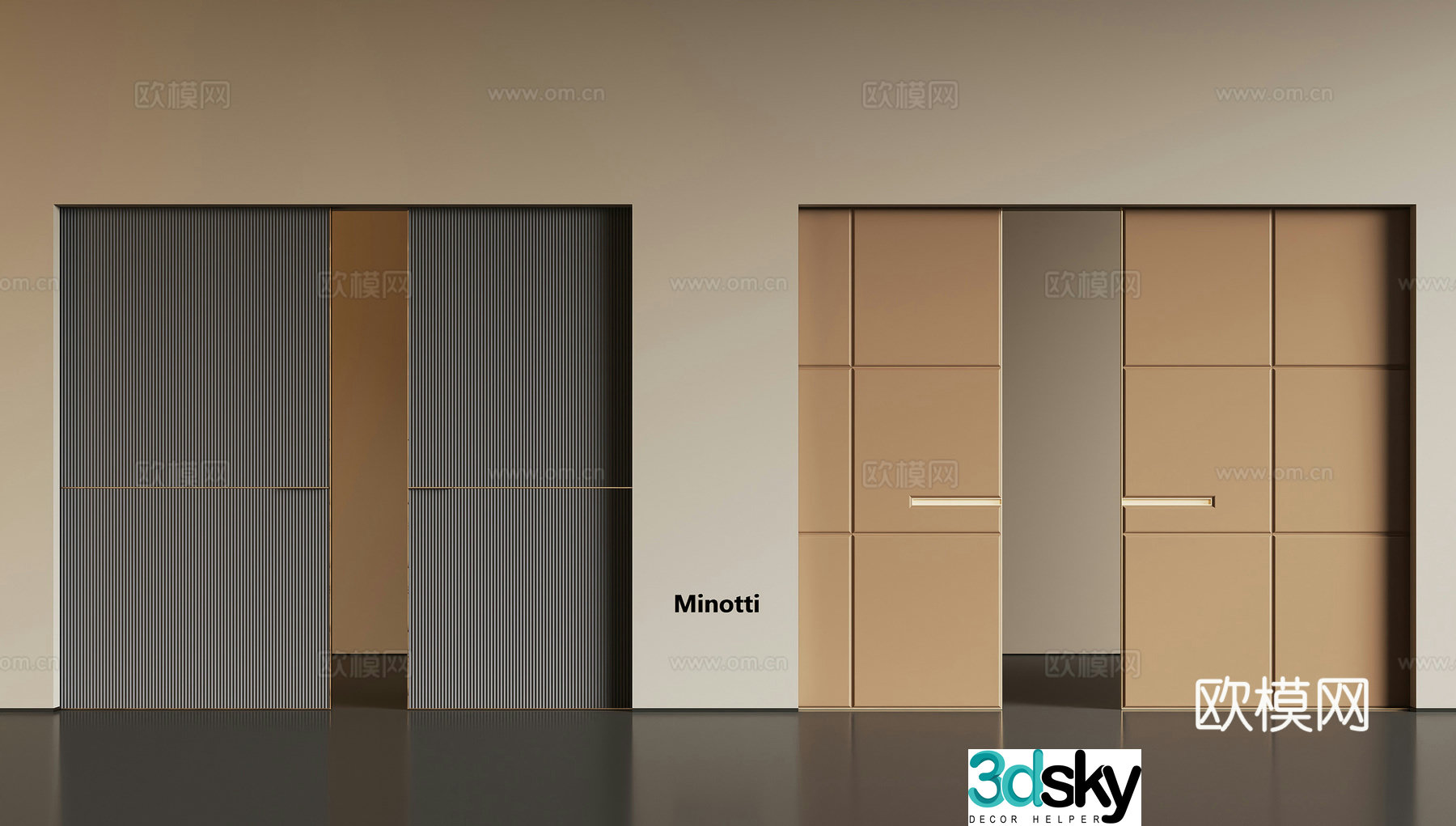 Modern sliding door sliding door pocket sliding door 3d model