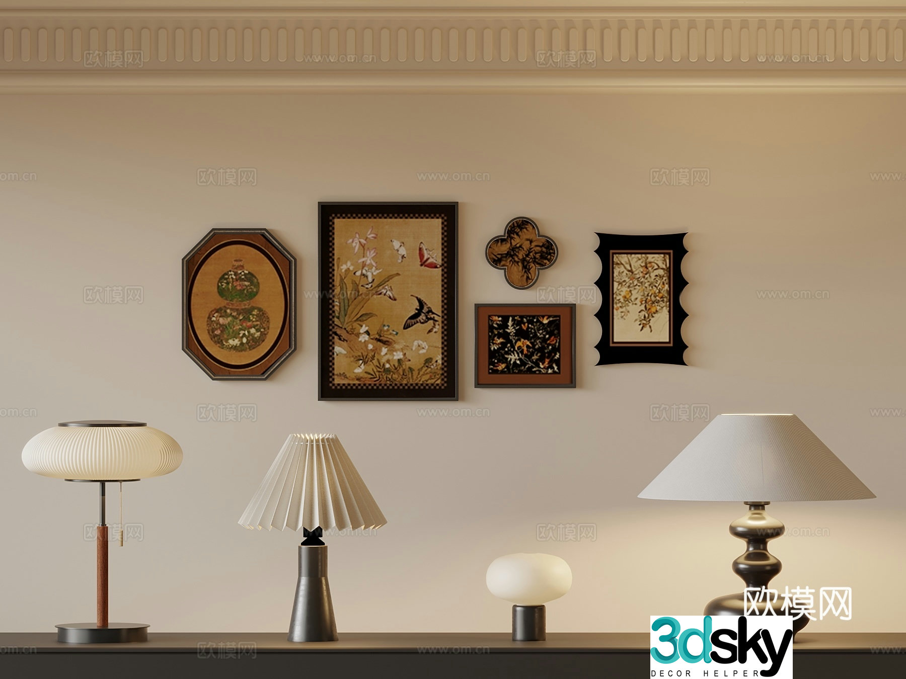 French desk lamp decorative painting 3d model