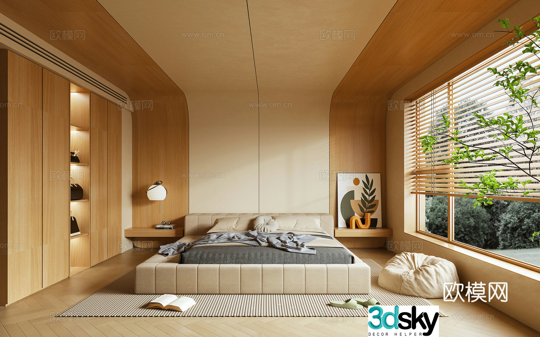 Bedroom Double Bed Ornament 3D Model