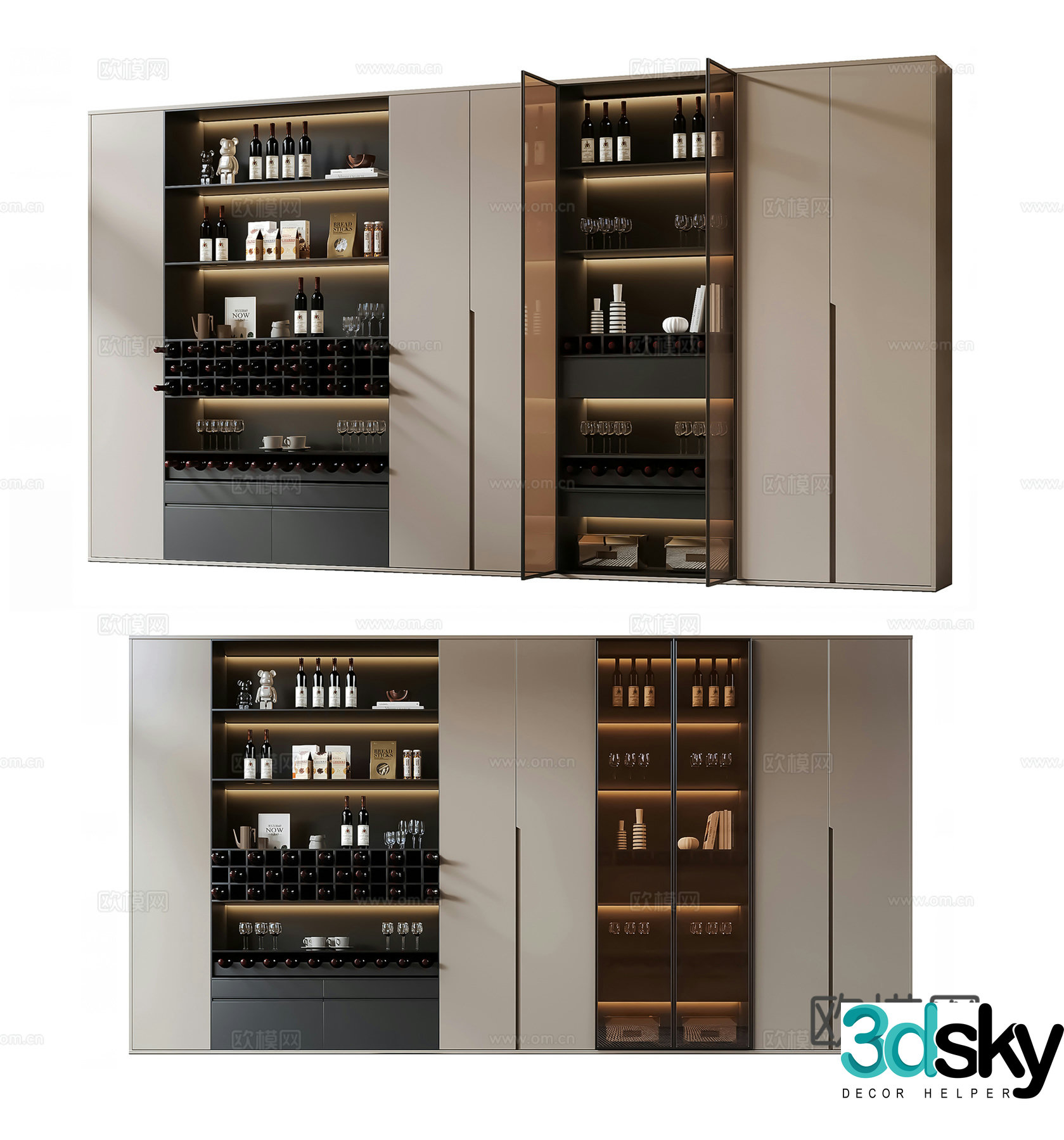 Modern light luxury wine cabinet Modern glass wine cabinet Modern wine cabinet 3D model