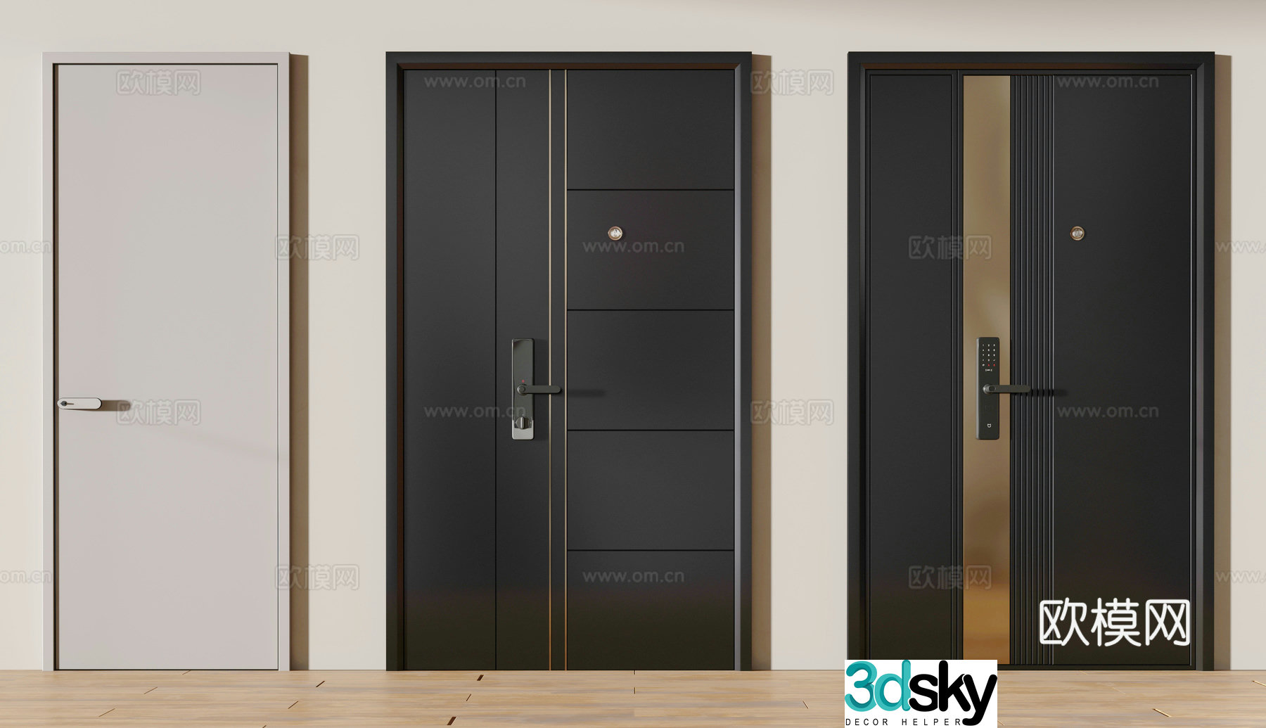 Modern door combination 3D model