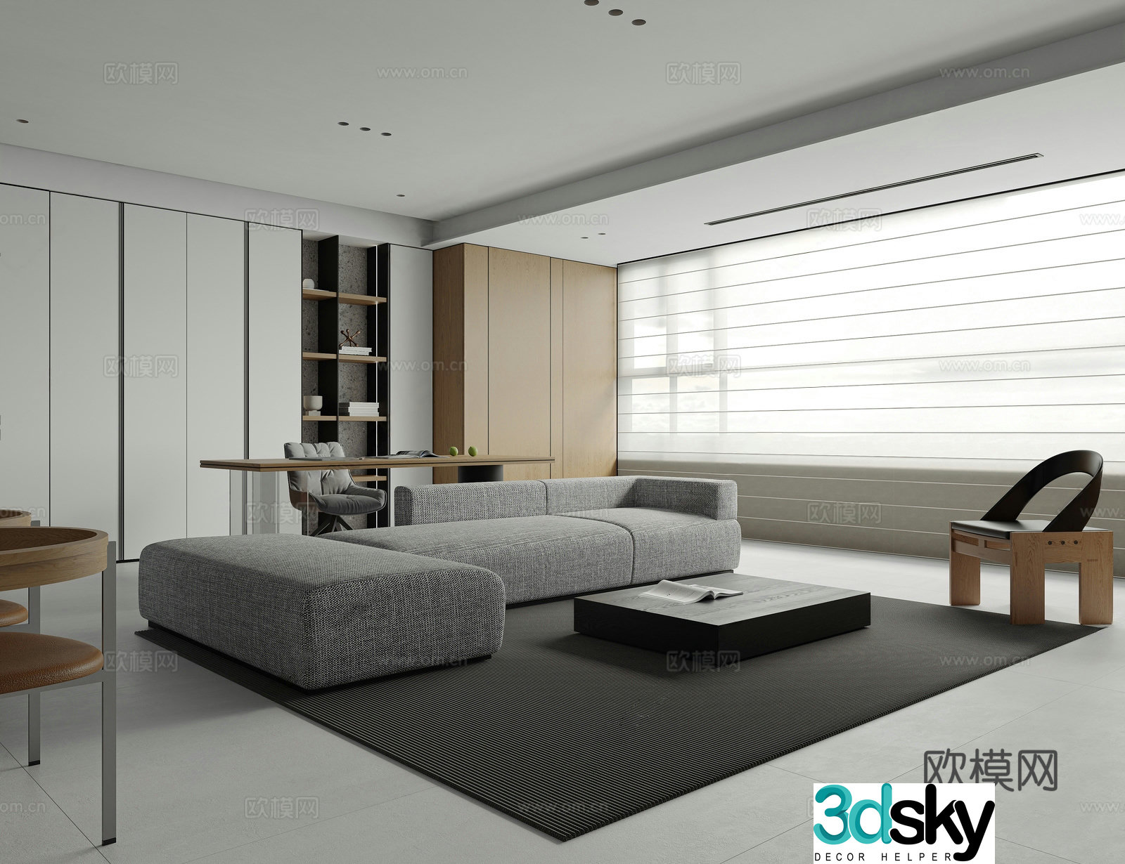 Modern simple living restaurant living restaurant without owner lights sofa and coffee table combination dining table and chair combination dining side 3D model