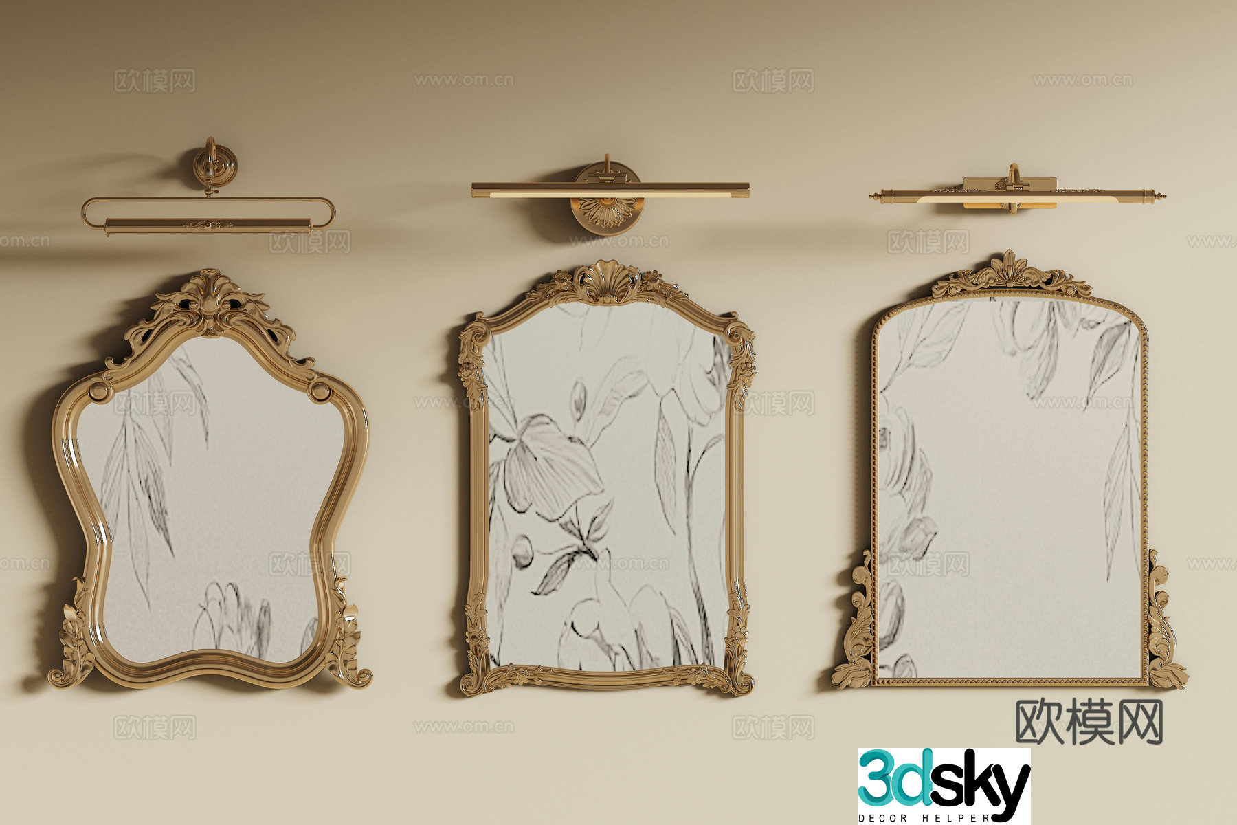 French retro mirror 3d model