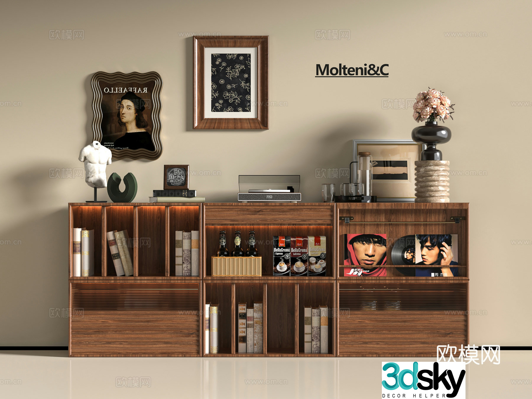 Modern bookcase 3d model