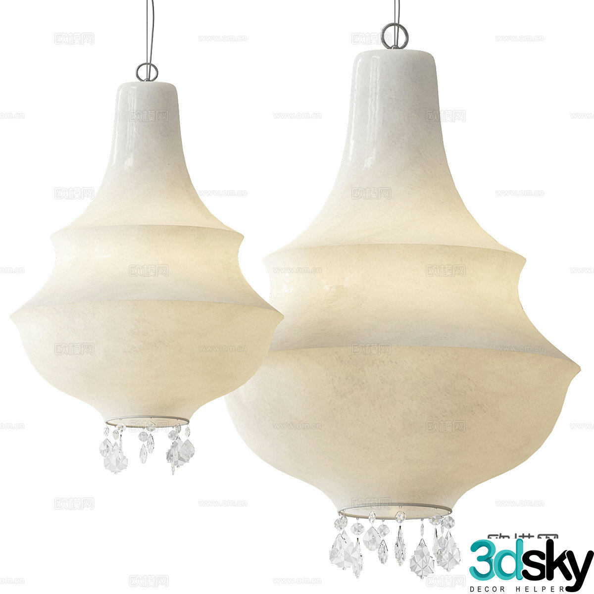 Modern light luxury translucent stone decorative chandelier 3D model