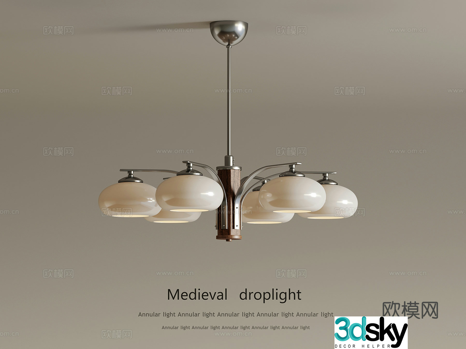 French medieval style chandelier 3d model