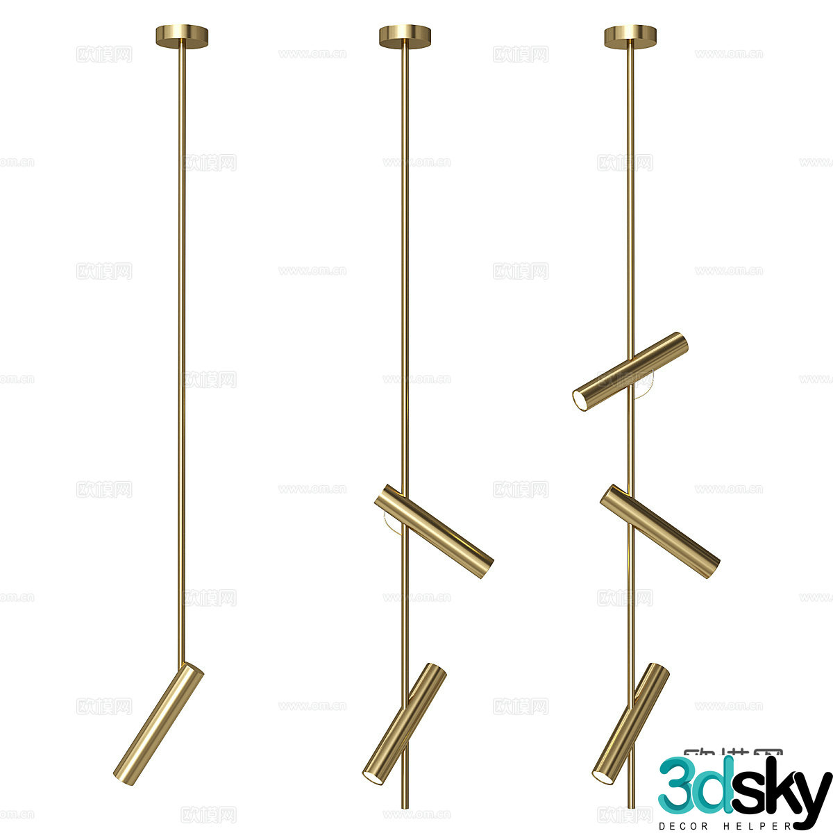 Modern light luxury minimalist hanging line spotlight 3D model