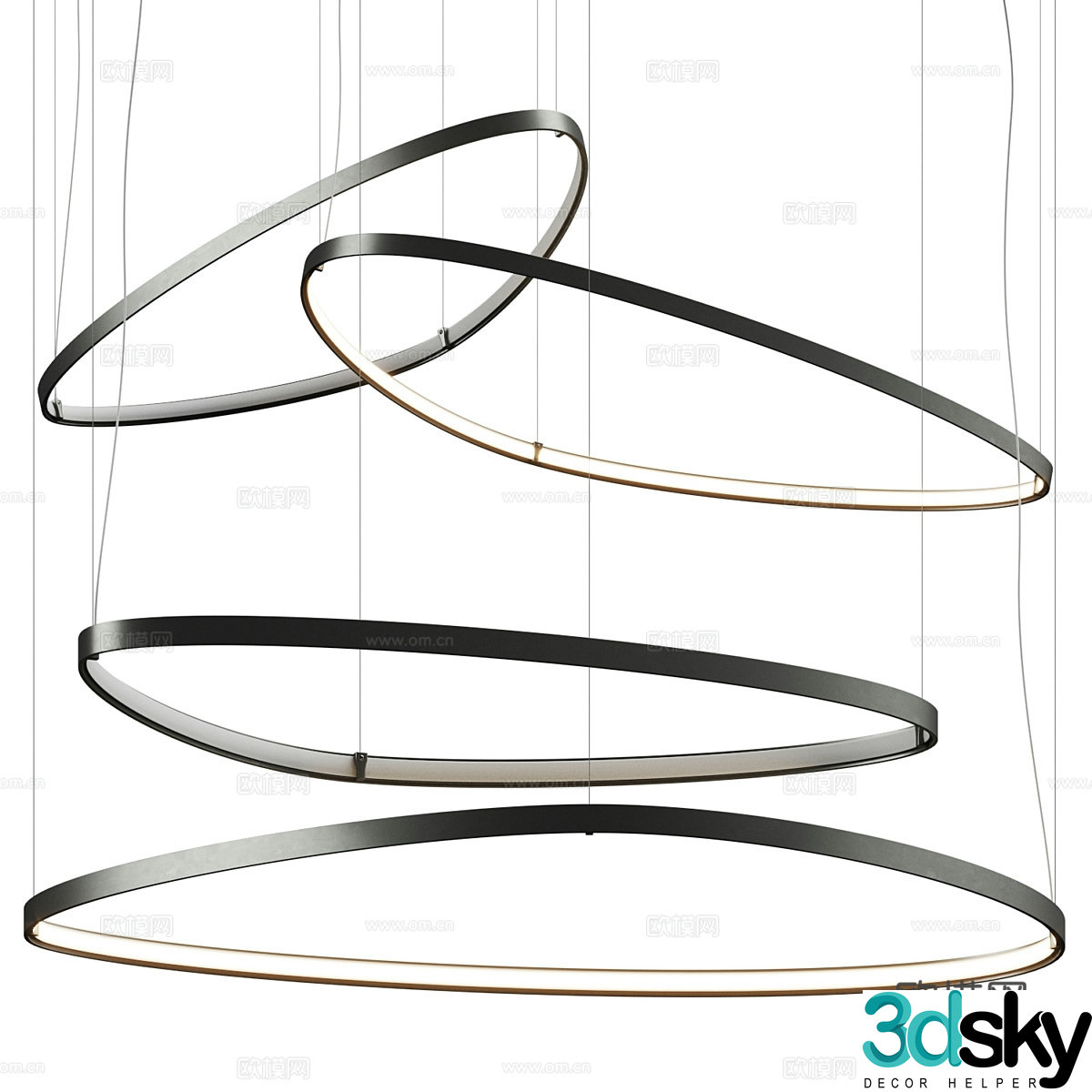 Modern Italian minimalist linear decorative chandelier 3d model