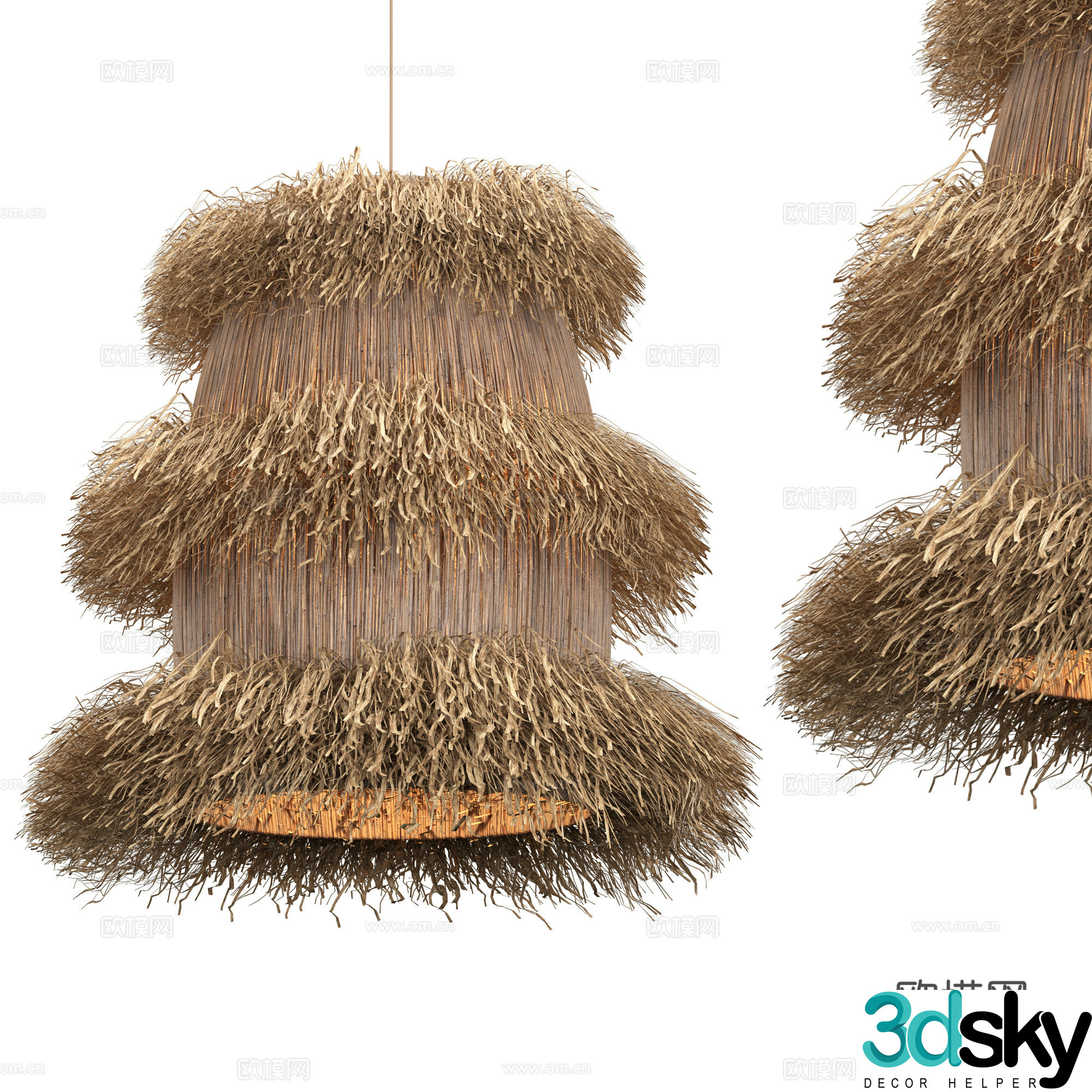 New Chinese style wasabi wicker lotus lantern 3D model