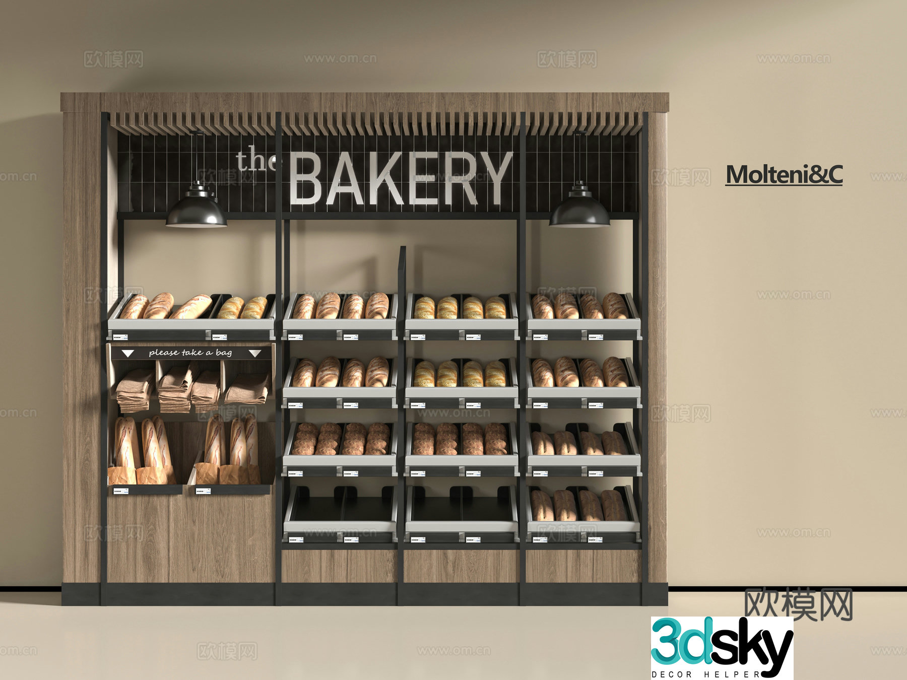 Modern bakery showcase 3d model
