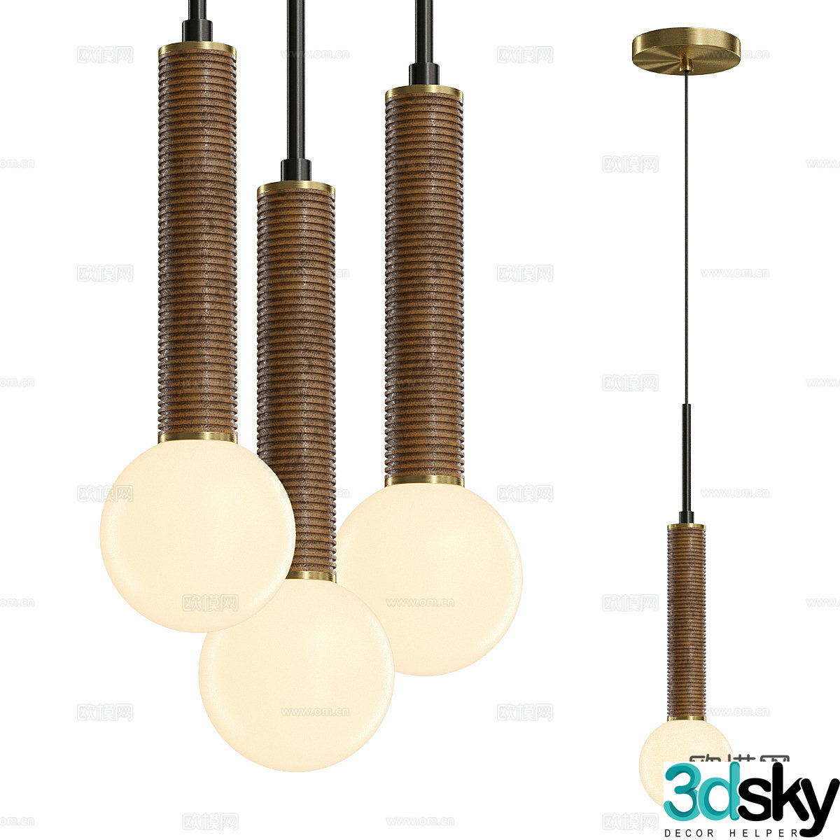 Middle style SOLF Brass Chandelier 3D Model