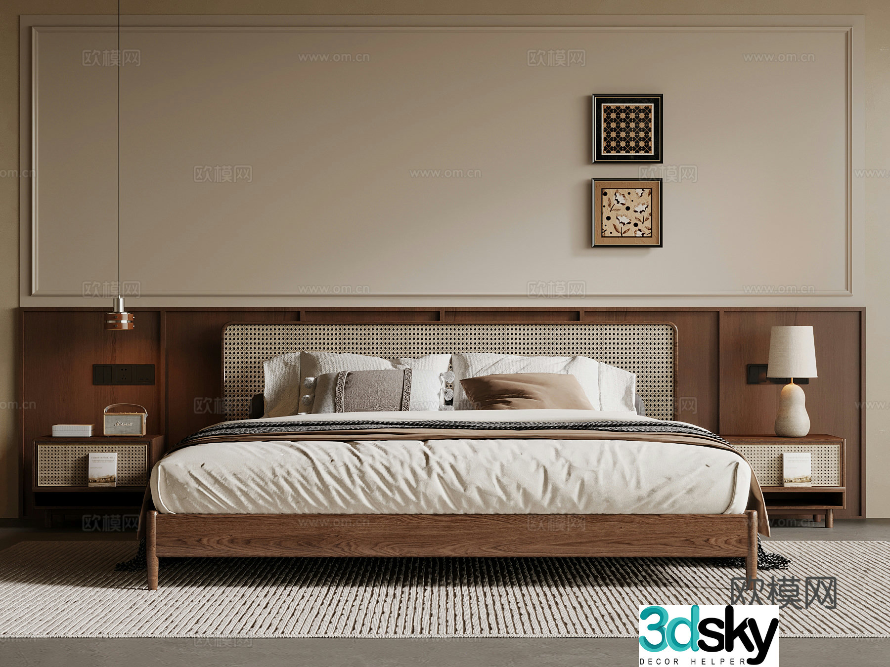 Middle-aged double bed 3D model
