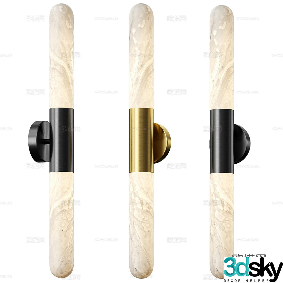 Modern Italian light luxury long translucent stone wall lamp 3D model