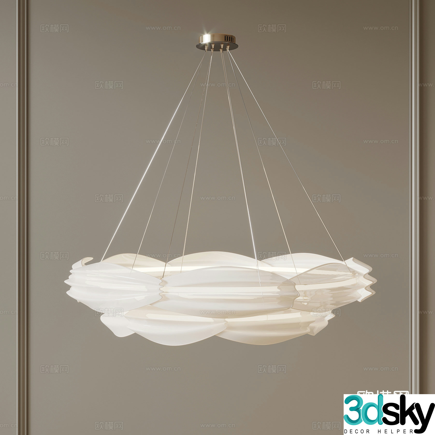 Modern Cream Style Chandelier 3d Model