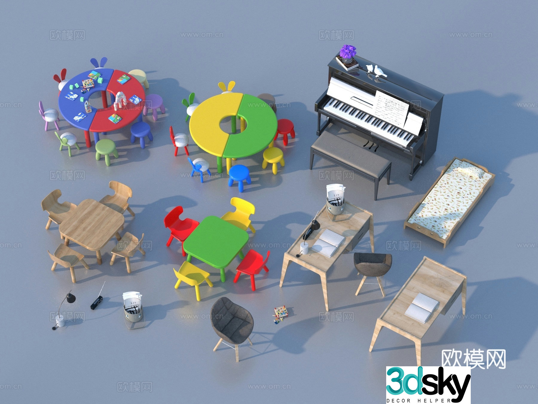 Cartoon toys children’s table and chairs toys table and chairs 3d model