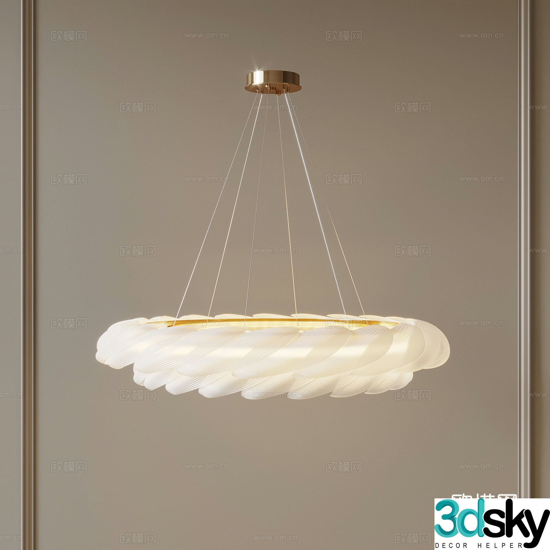 Modern Cream Style Chandelier 3d Model