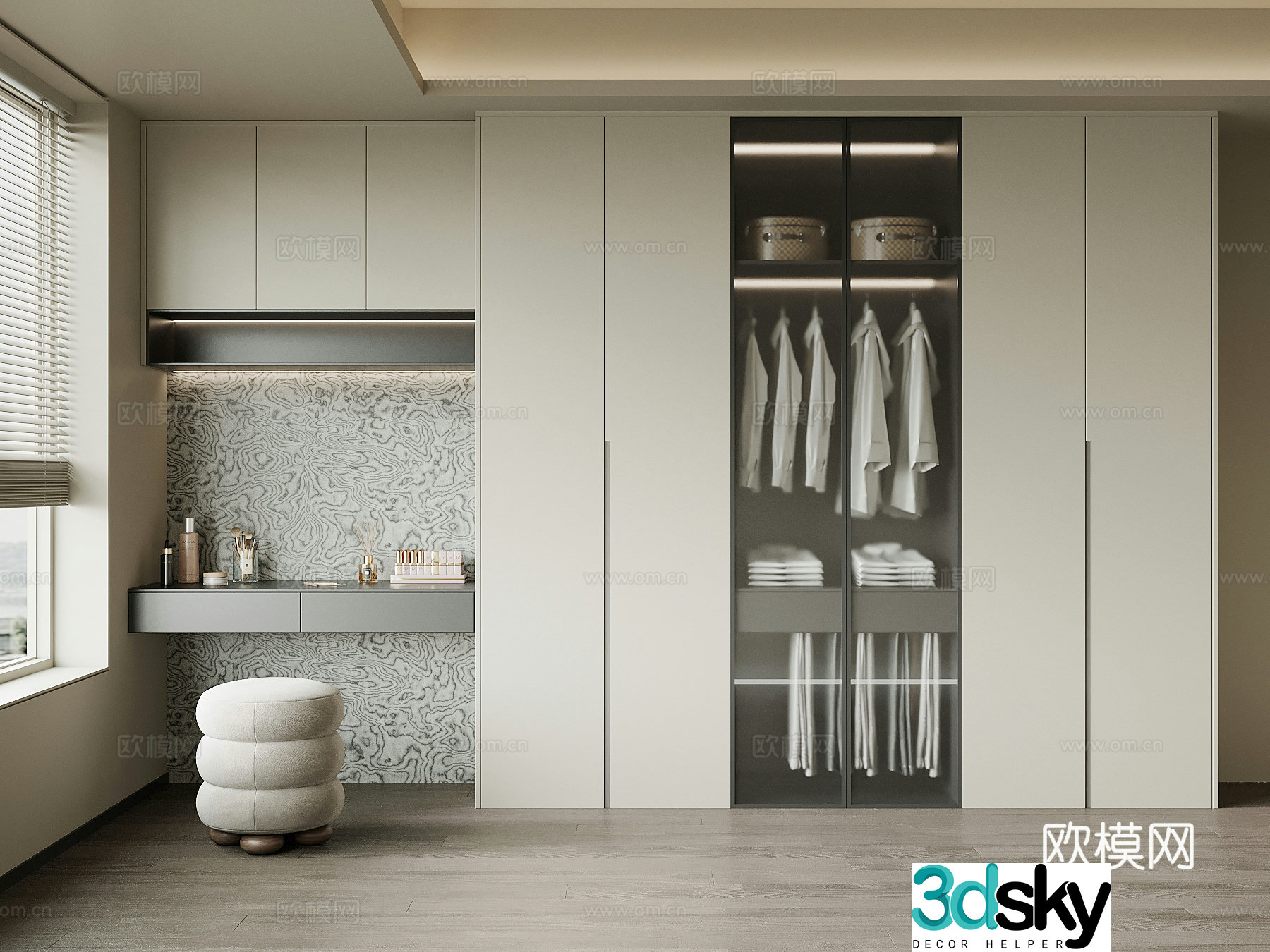 Modern Italian wardrobe dressing table integrated cabinet 3d model