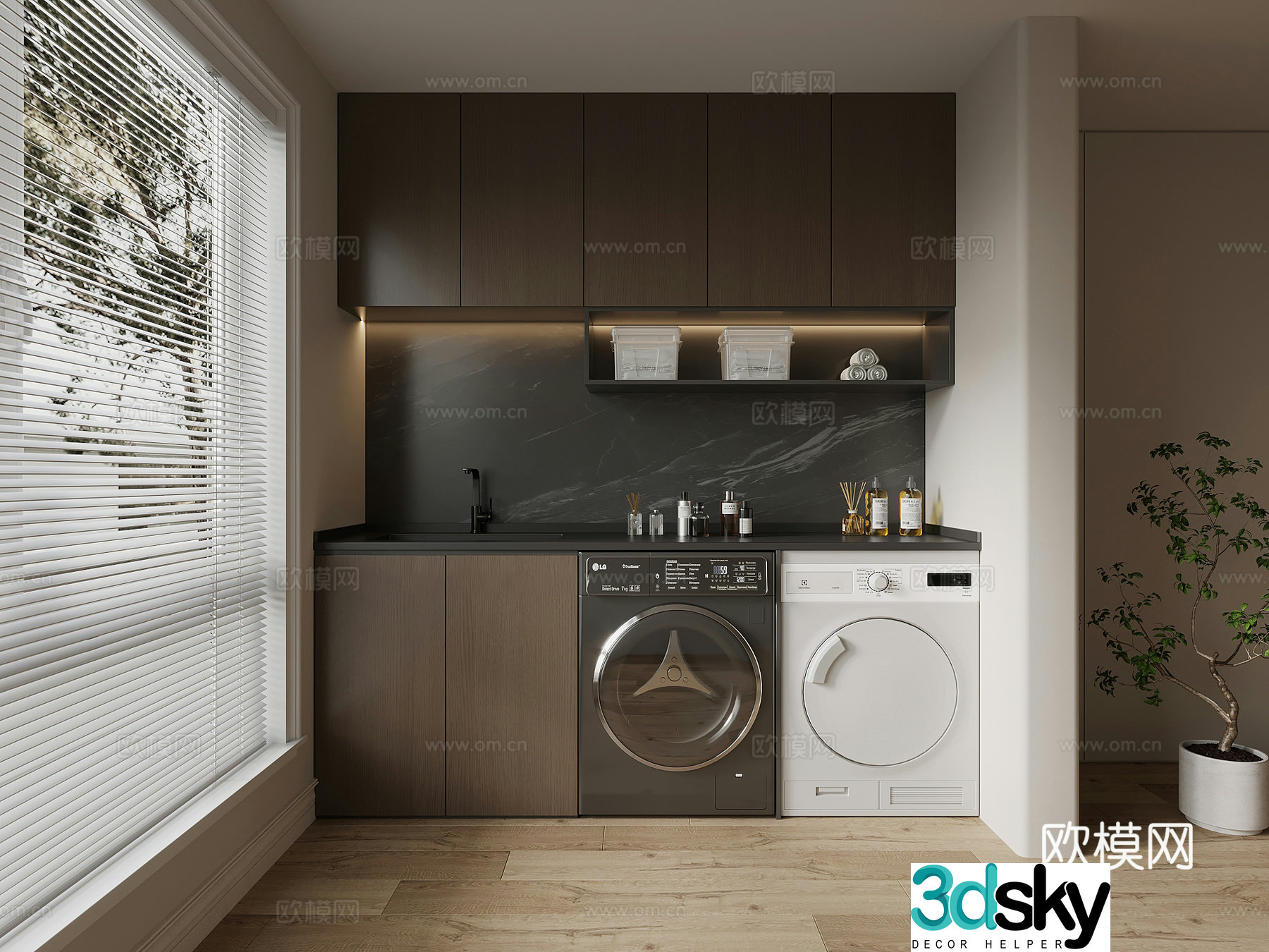 Italian balcony cabinet washing machine cabinet 3d model