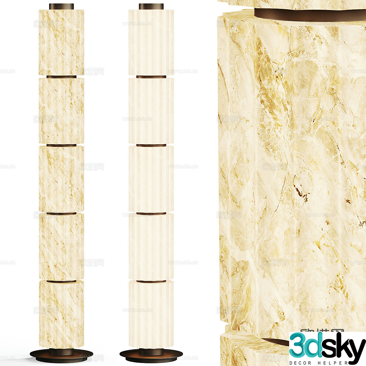 Modern Italian light luxury transparent stone floor lamp 3D model
