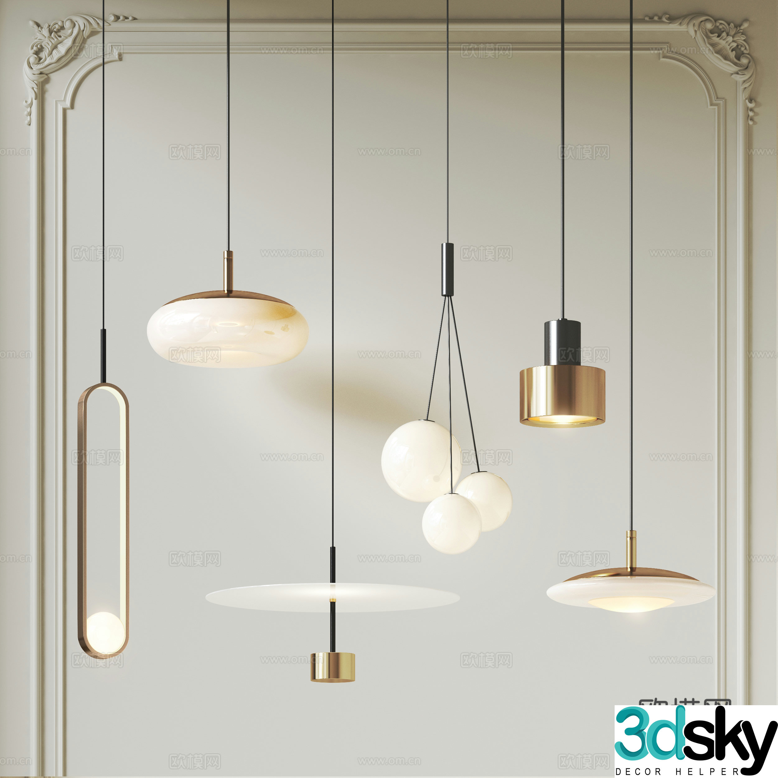 Italian light luxury chandeliers bedside chandeliers restaurant chandeliers bar chandeliers art chandeliers metal chandeliers 3D model