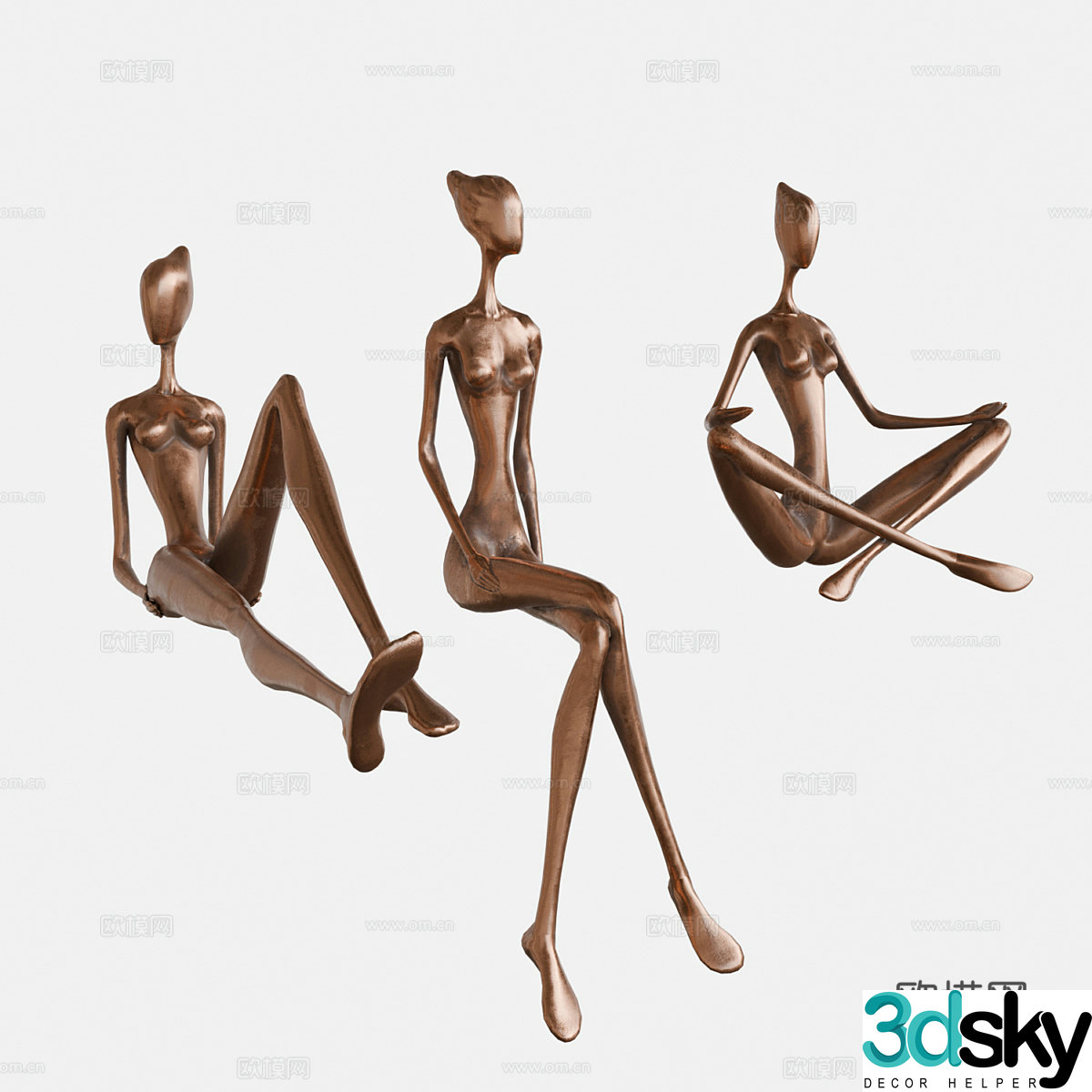 Modern Italian light luxury bronze statue 3d model