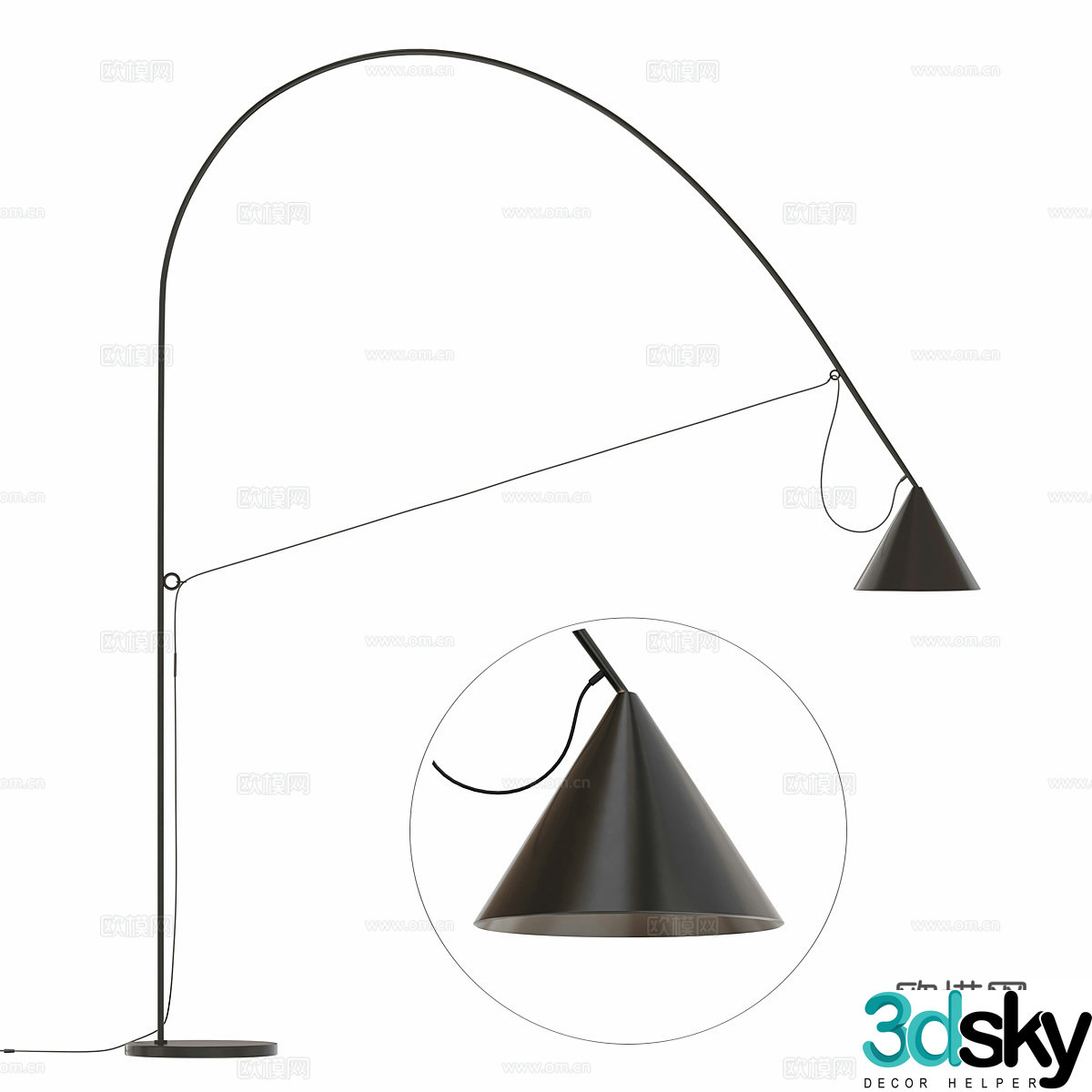 Modern minimalist floor lamp fishing lamp 3d model
