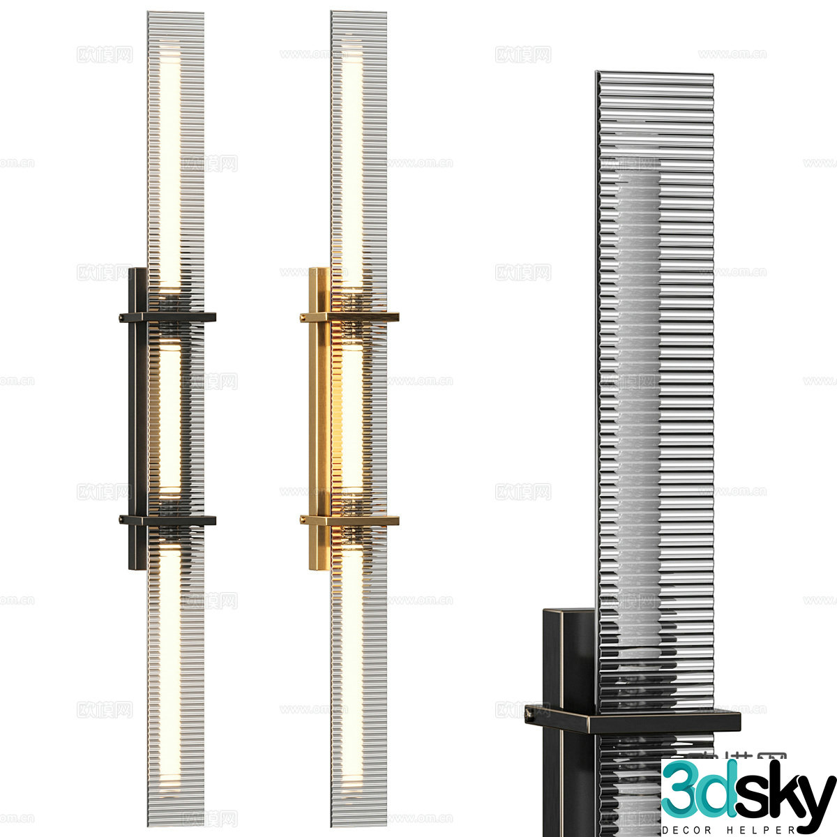Modern minimalist glass decorative long strip wall lamp 3d model