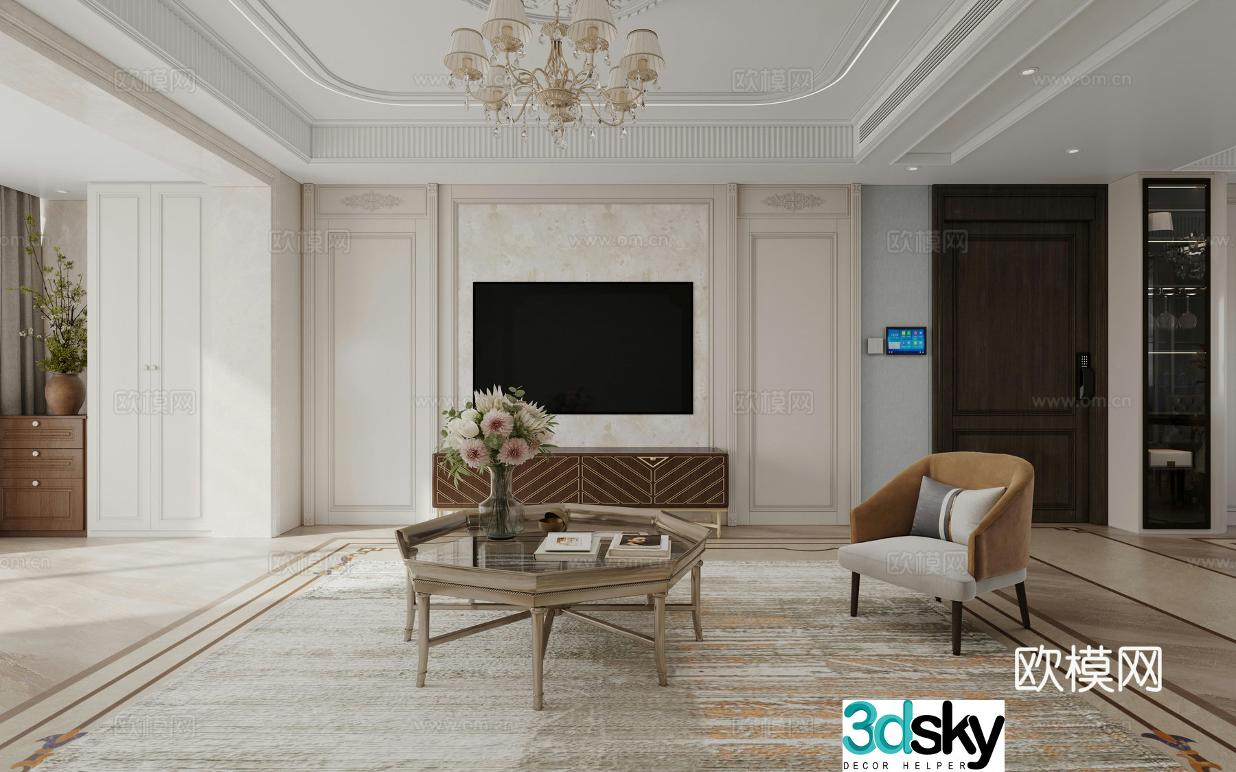 American living and dining room 3D model