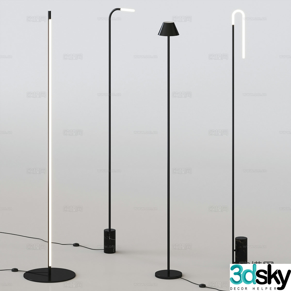 Modern minimalist linear floor lamp 3d model