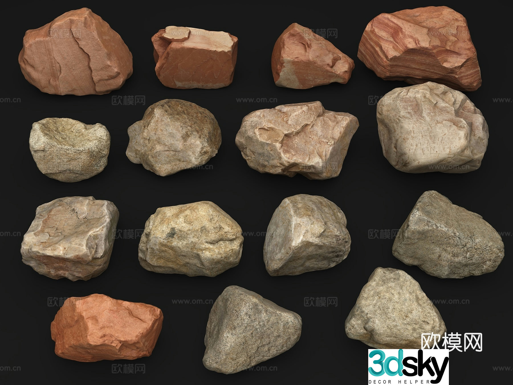 stone landscape stone realistic stone red stone granite rockery red stone vermilion 3d model