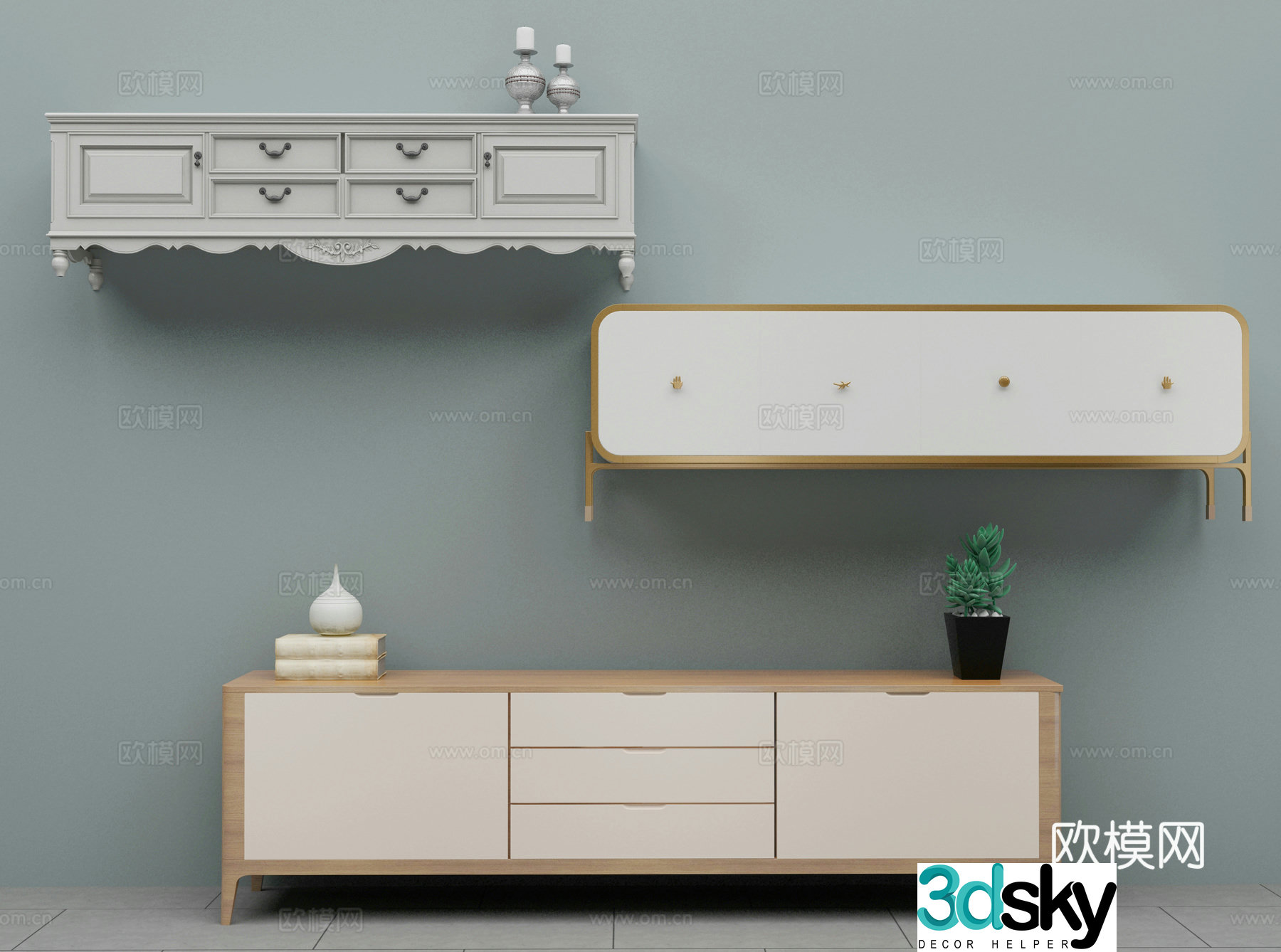 New Chinese TV cabinet combination 3D model