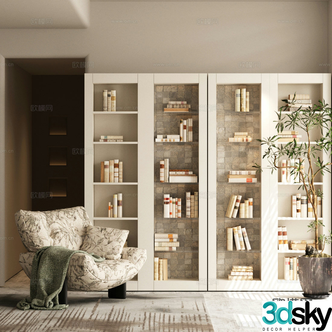 Study bookcase Bedroom bookcase Glass door bookcase White bookcase Study bookcase Decoration cabinet 3D model