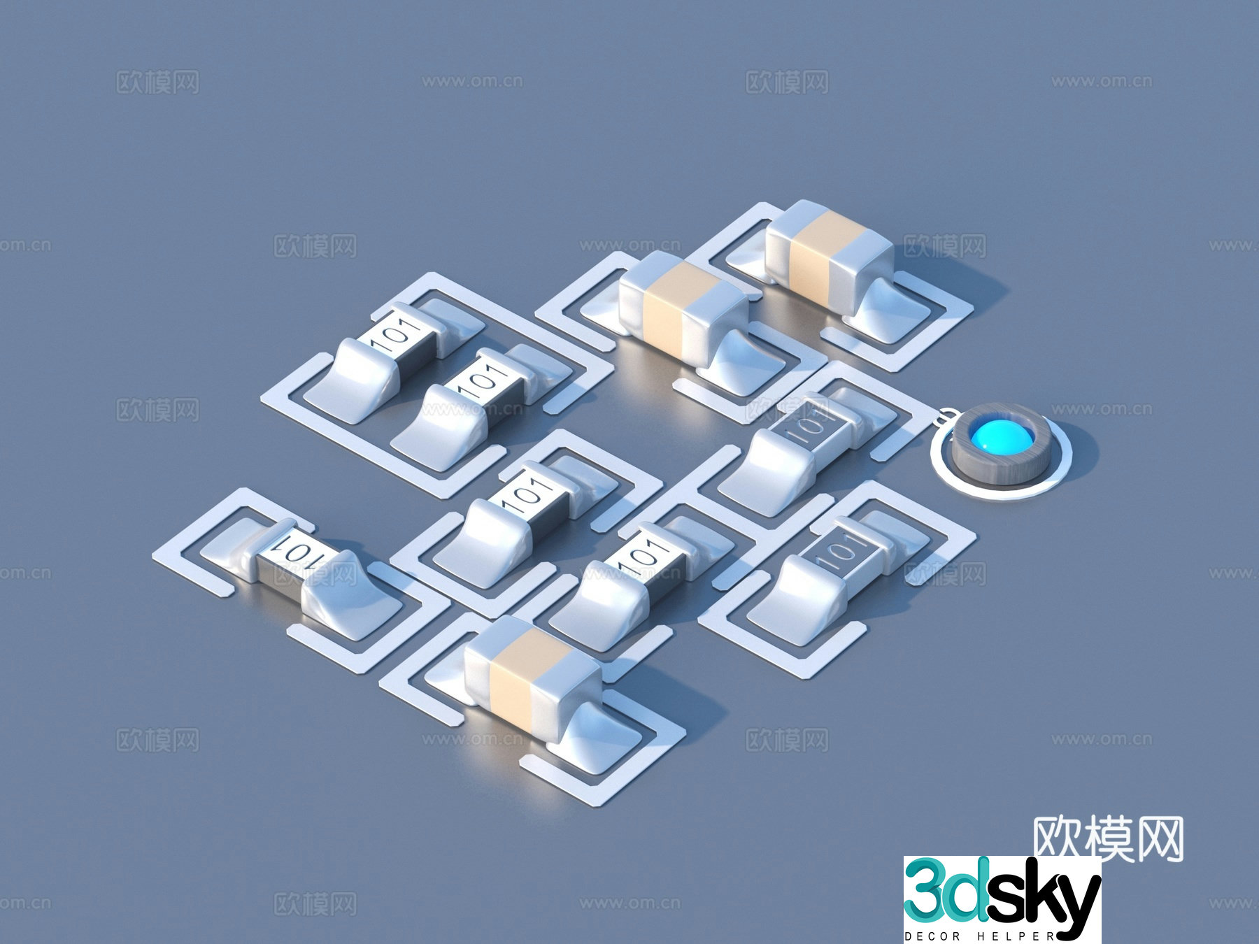 Electronic components Circuit parts 3D model