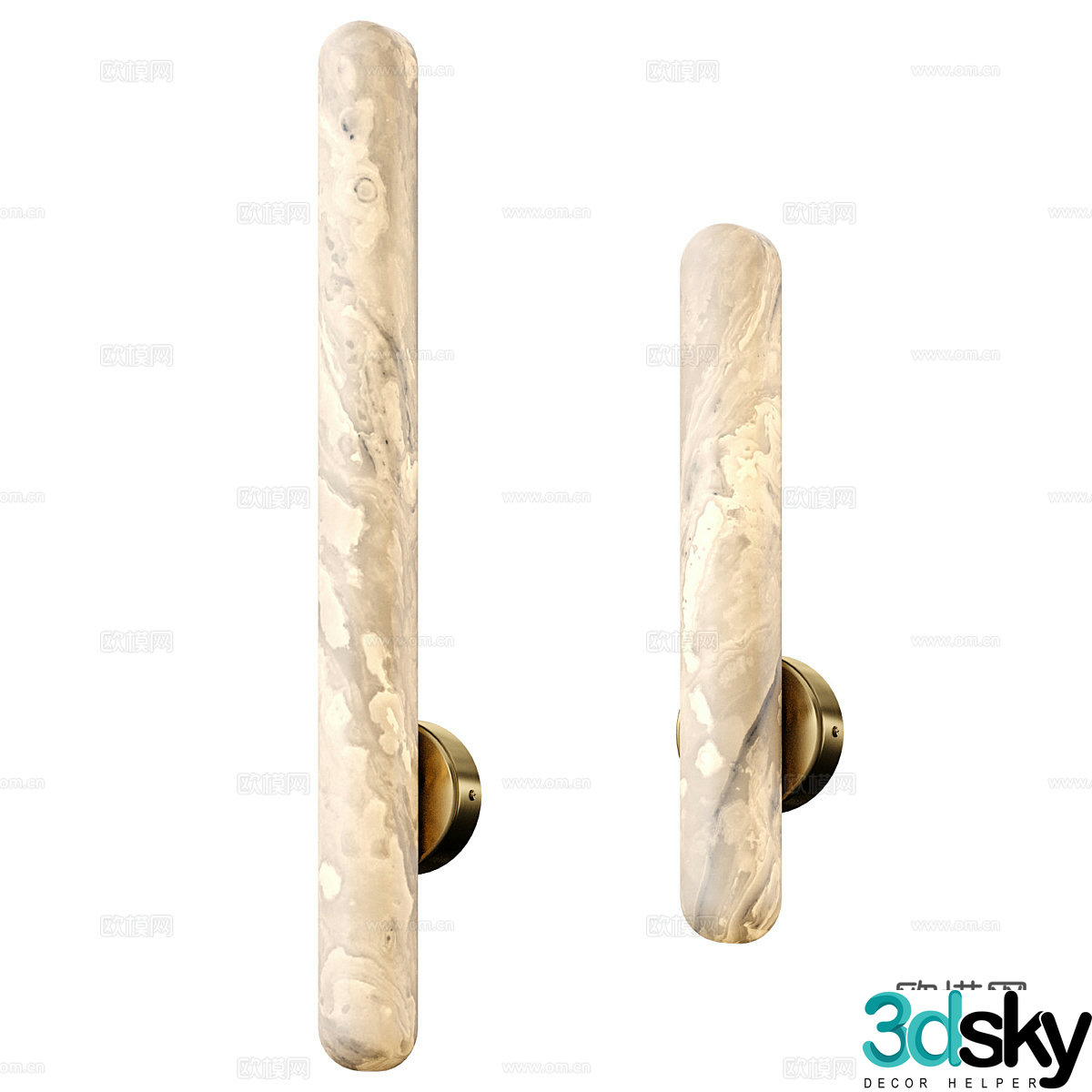 Modern light luxury marble decorative long wall light 3d model