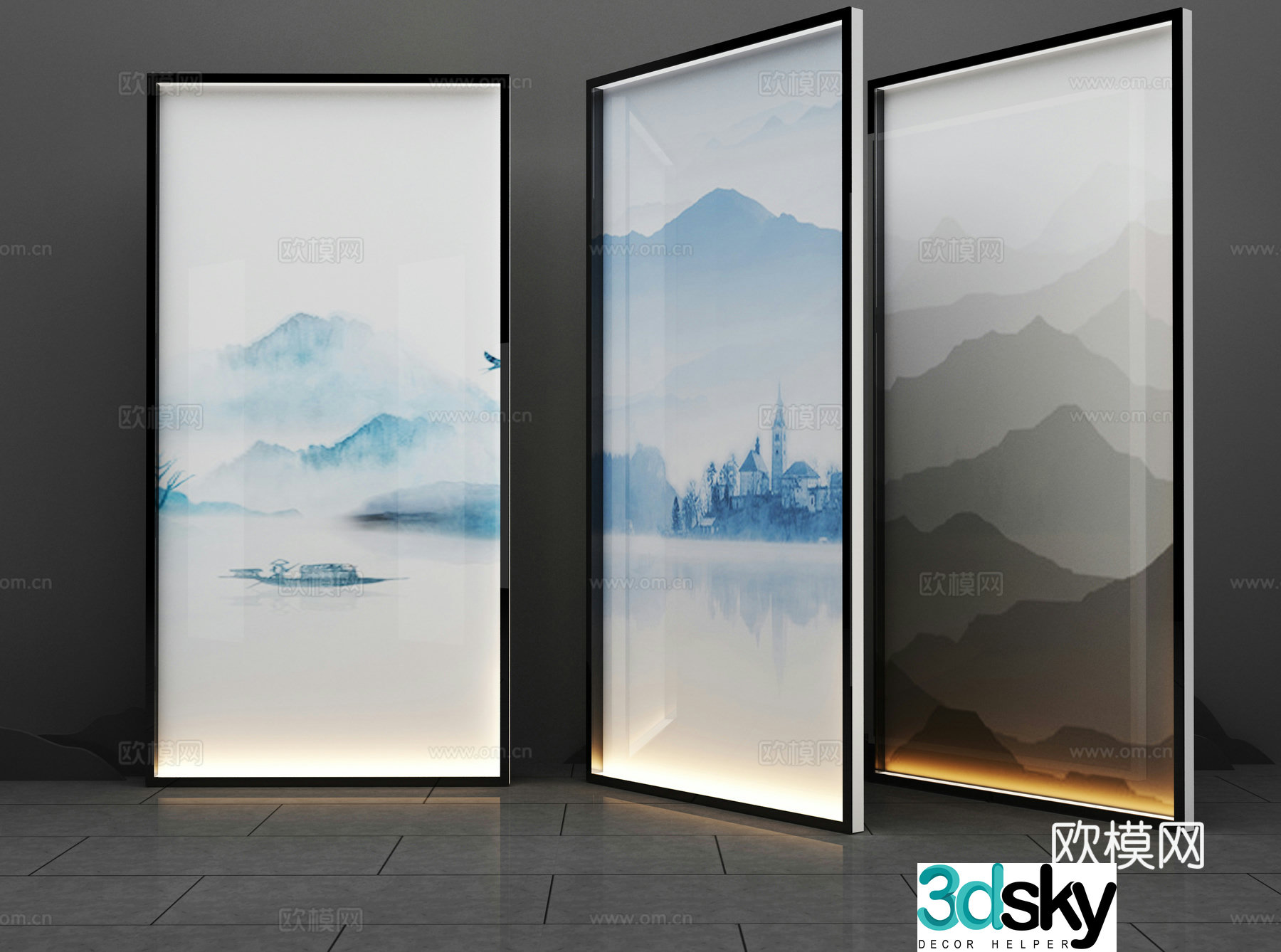 Glass ink painting partition 3d model
