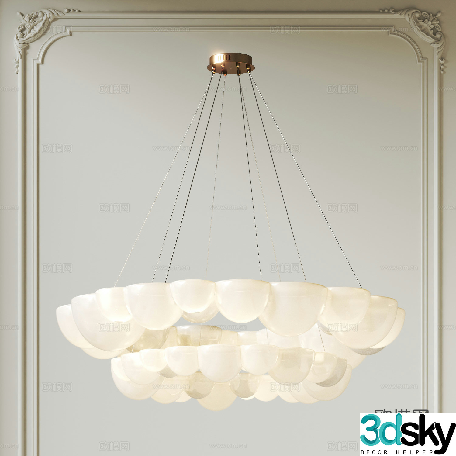 Modern glass chandelier Living room chandelier Bedroom chandelier Decorative chandelier Creamy chandelier 3d model