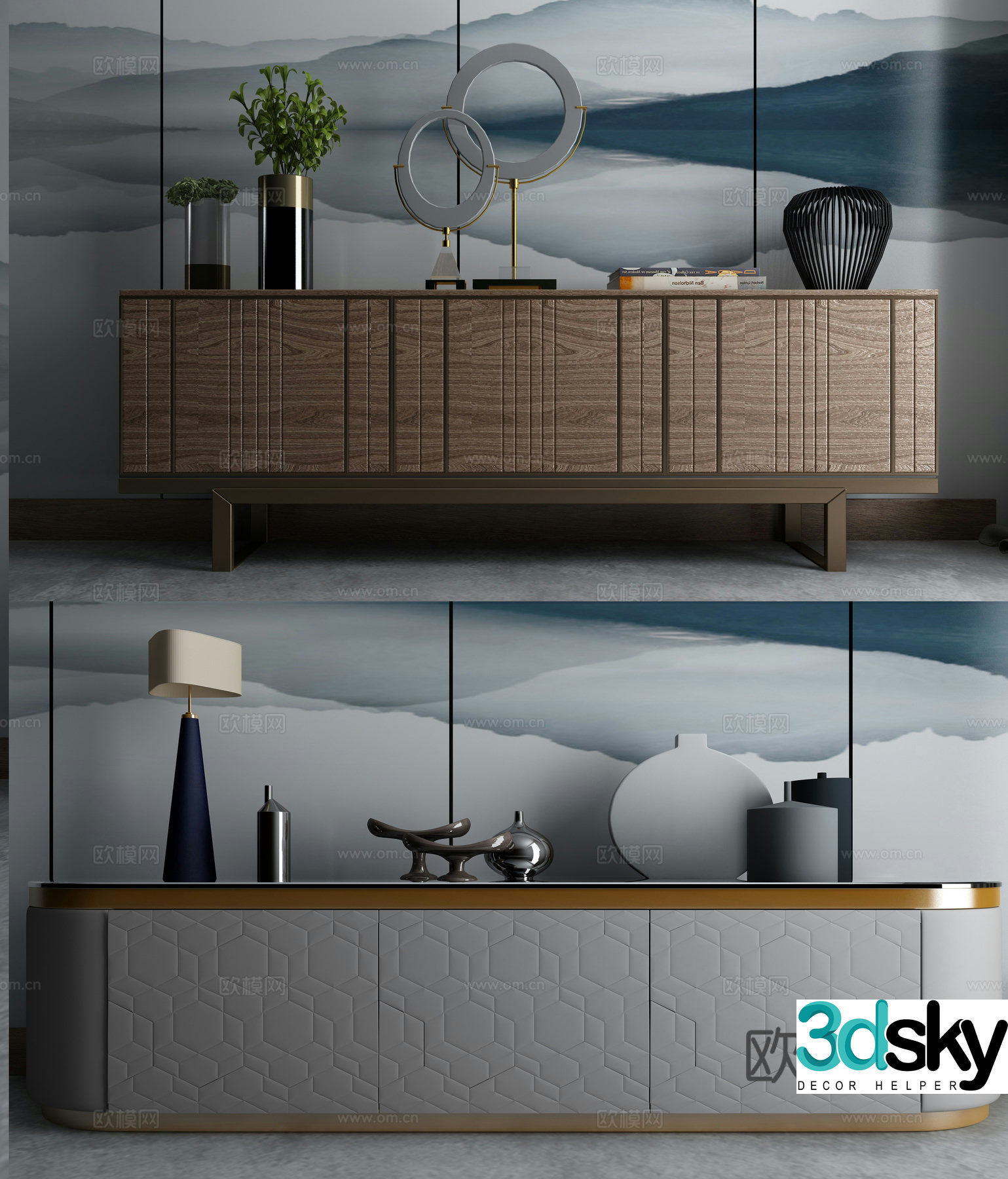 New Chinese TV cabinet combination 3D model