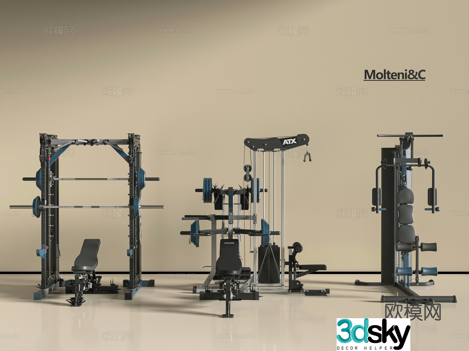 Modern fitness equipment 3d model