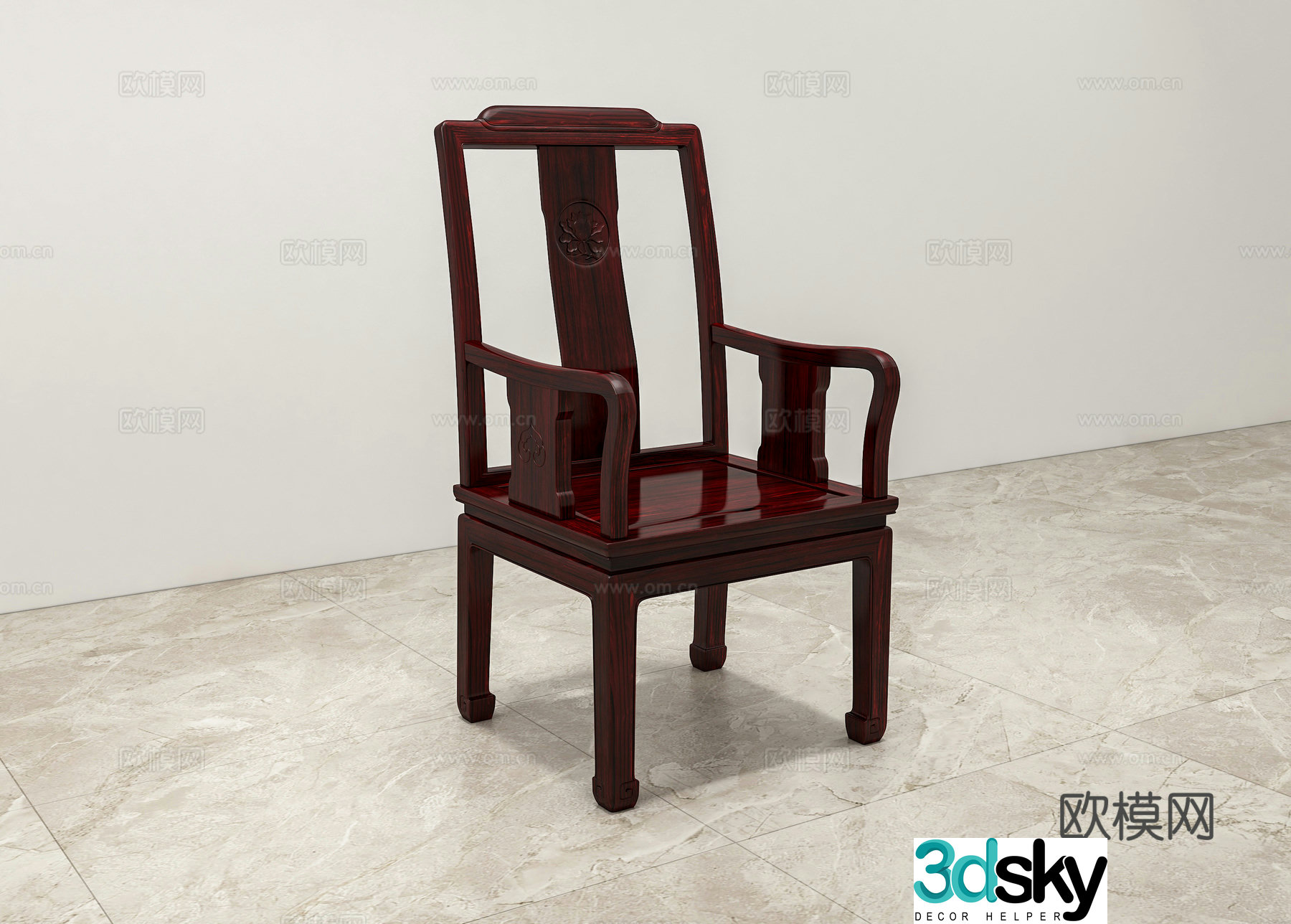 Chinese dining chair New Chinese dining chair Solid wood mahogany 3D model
