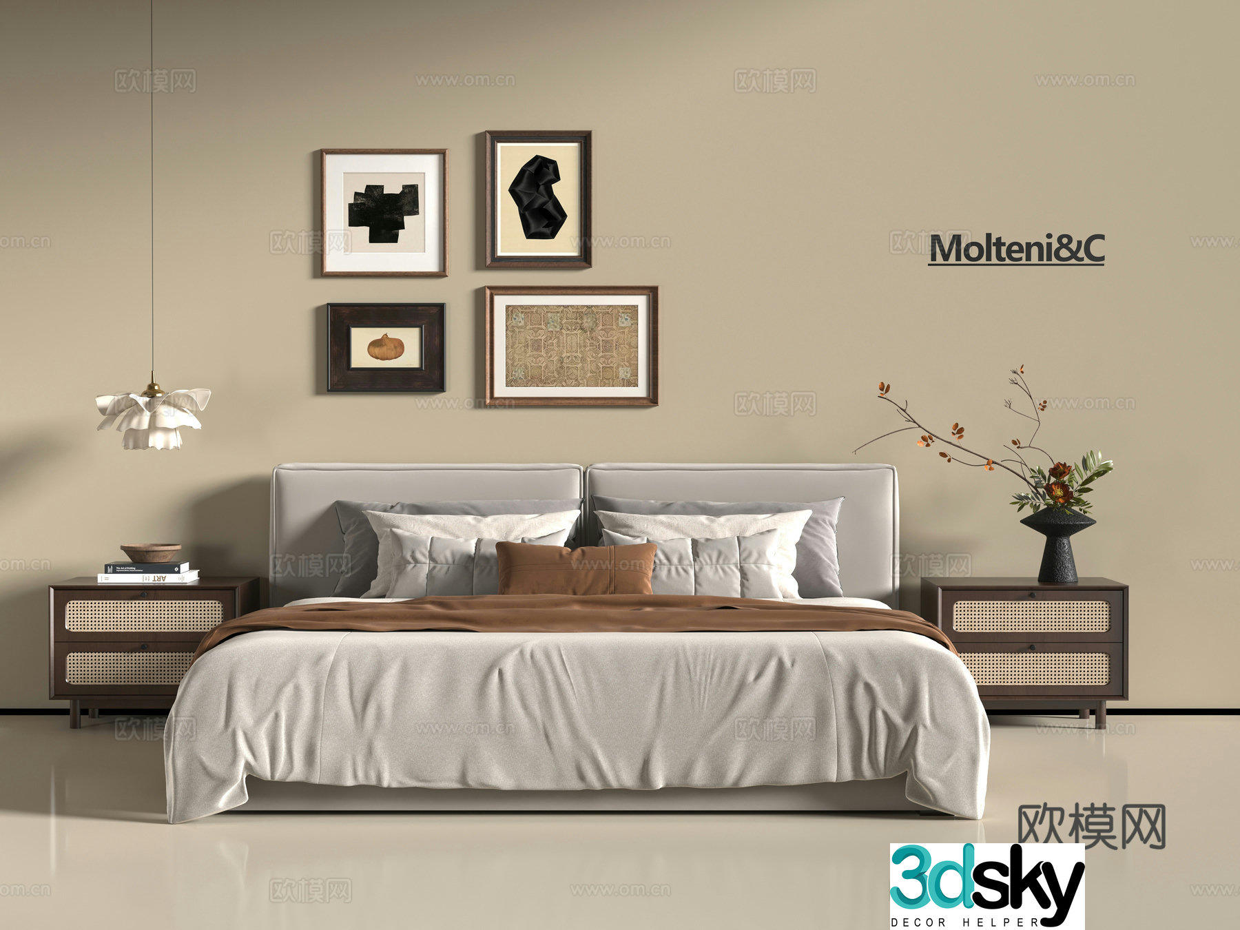 Middle-aged double bed 3D model